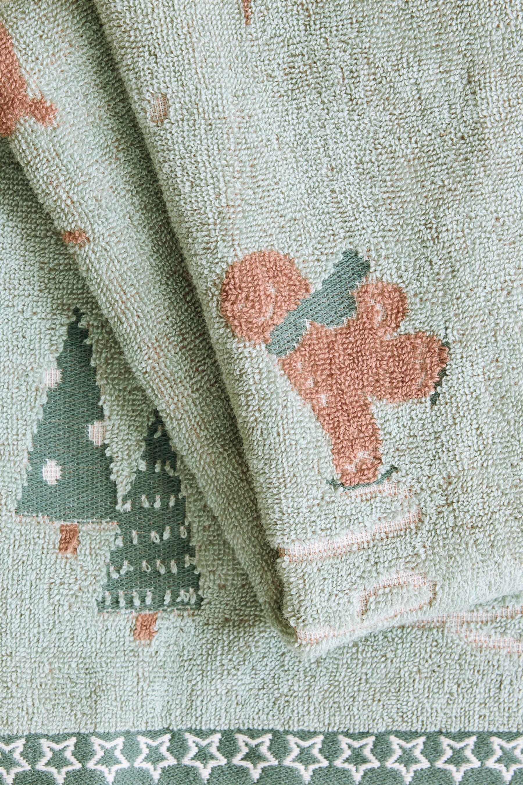 Green Sage Christmas Sage Gingerbread 100% Cotton Towel