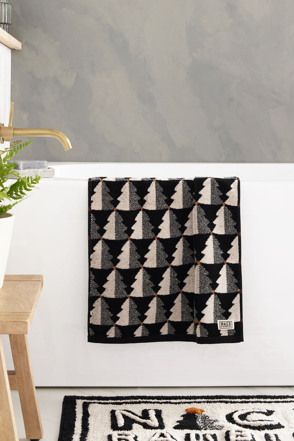 Black & White 100% Cotton Mono Christmas Tree Towels