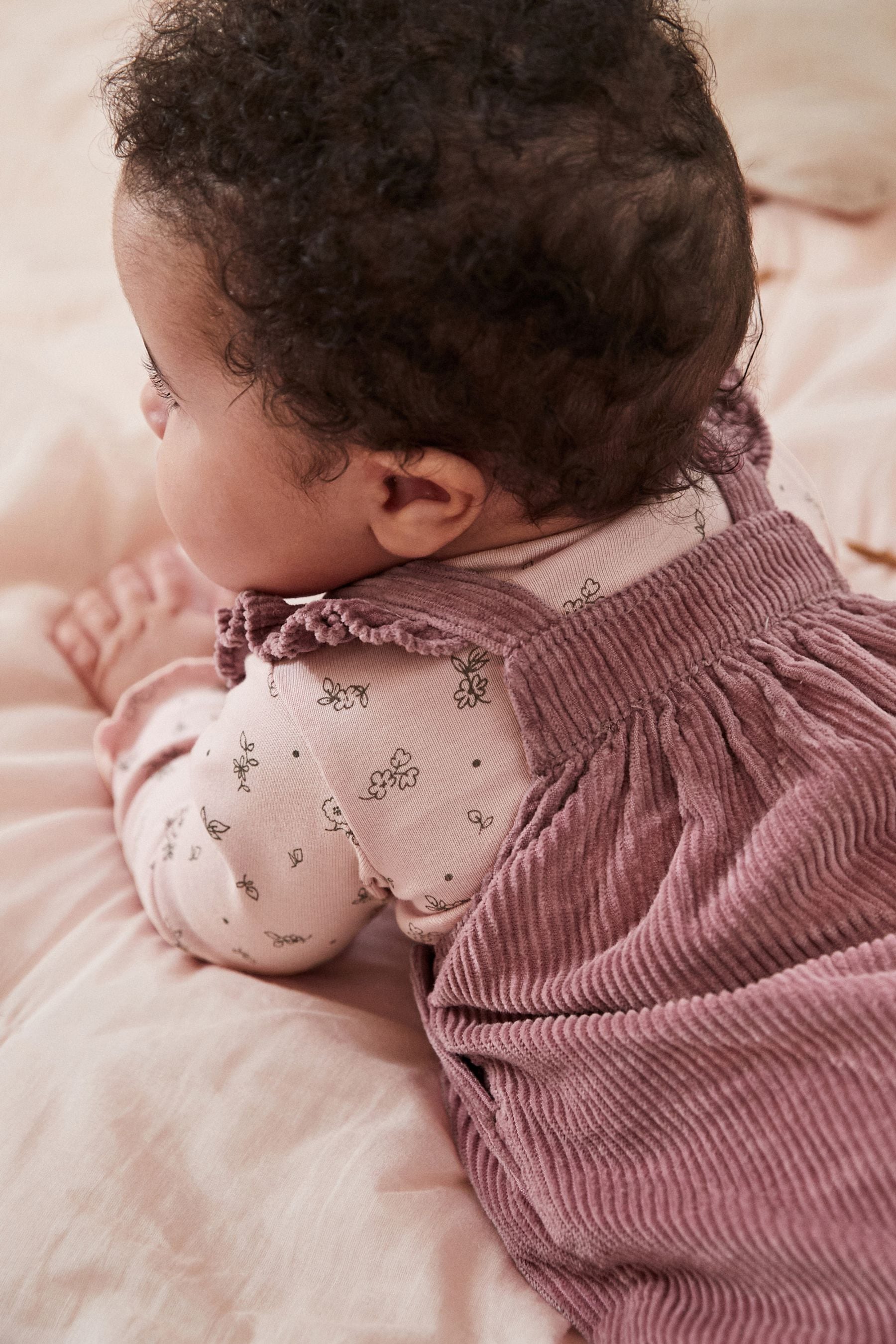 Pink Corduroy Baby Dungaree and Long Sleeve Bodysuit Set (0mths-2yrs)