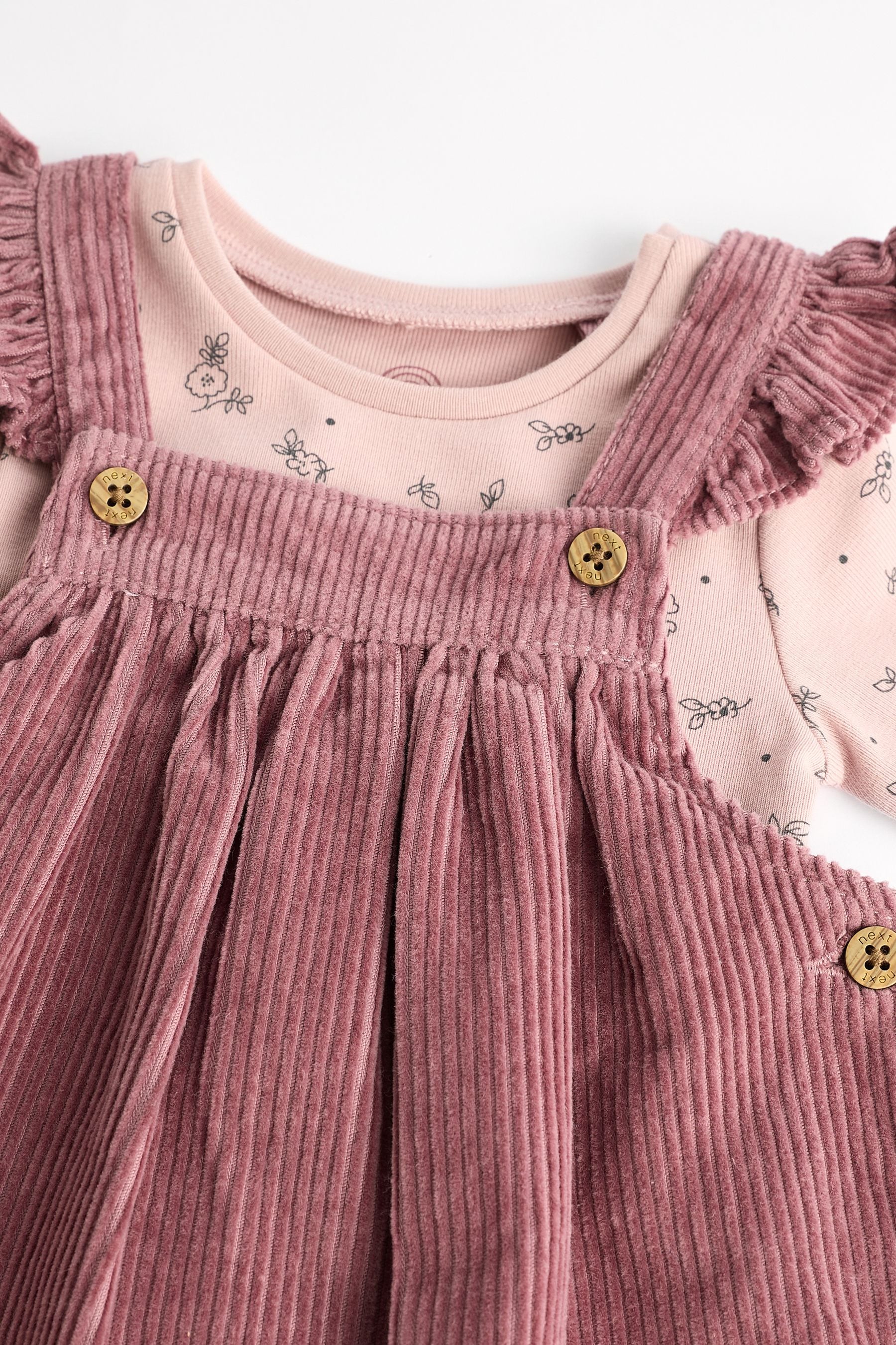 Pink Corduroy Baby Dungaree and Long Sleeve Bodysuit Set (0mths-2yrs)