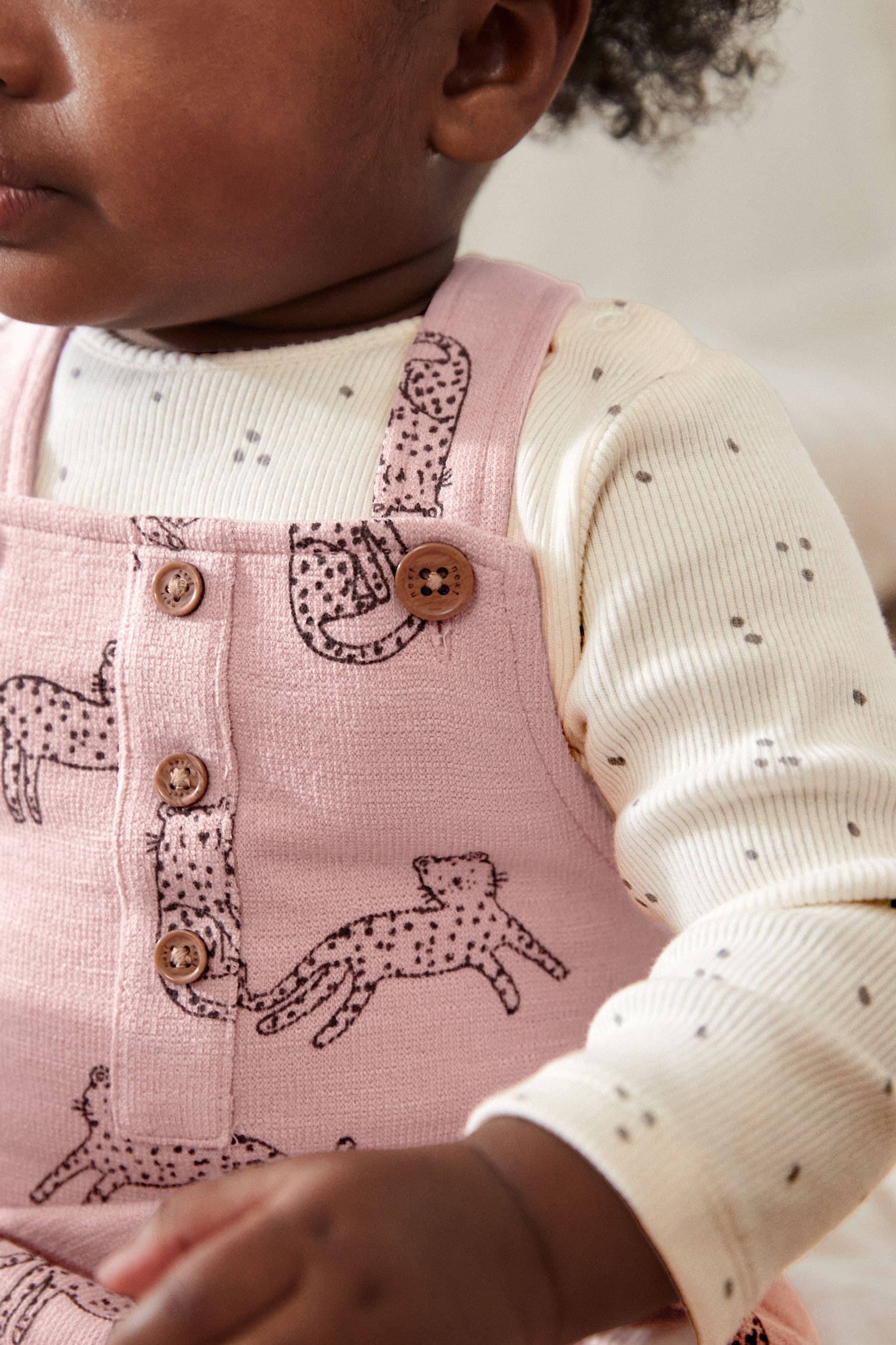 Pink Leopard Baby Jersey Dungarees & Long Sleeve 100% Cotton Bodysuit Set (0mths-2yrs)