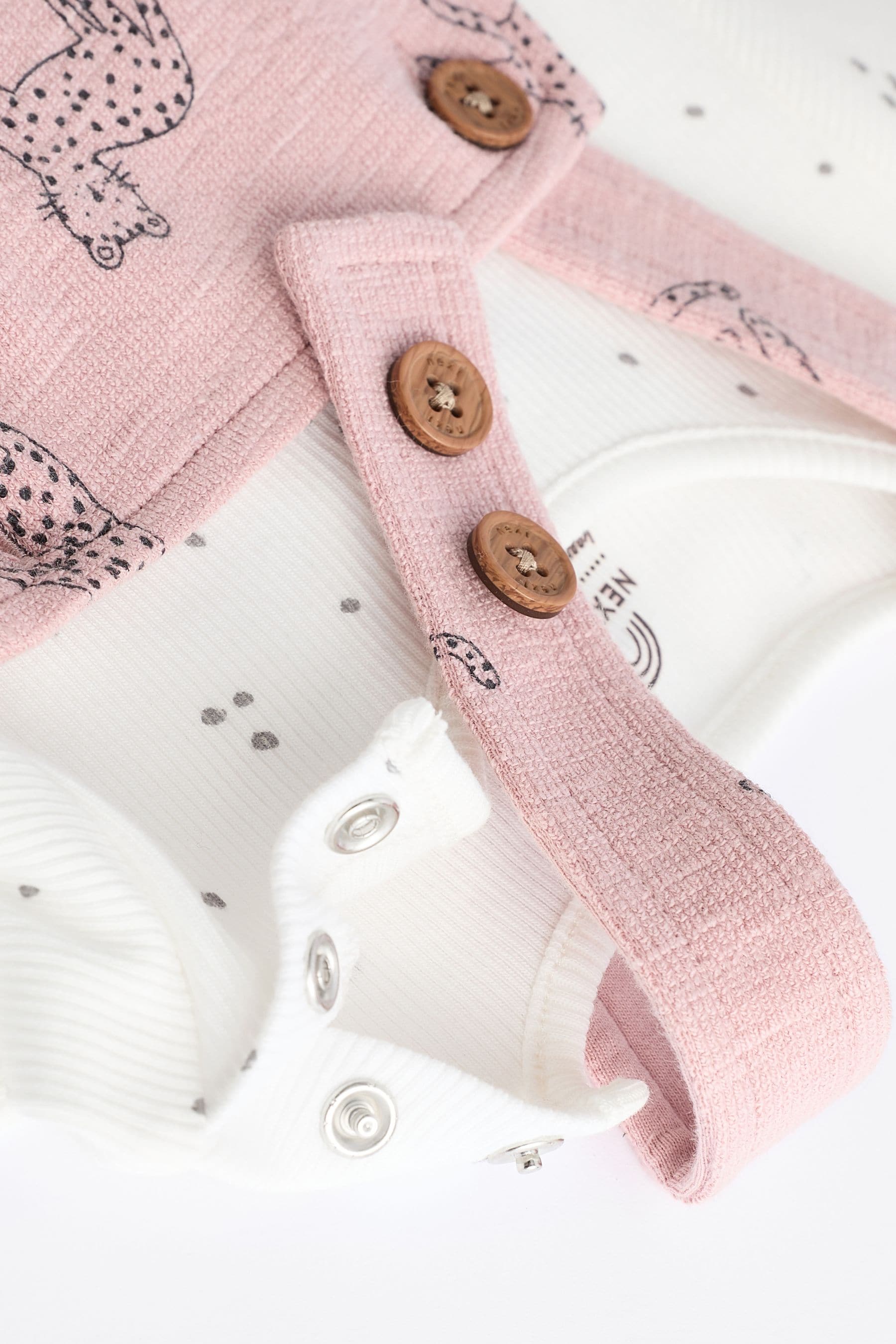 Pink Leopard Baby Jersey Dungarees & Long Sleeve 100% Cotton Bodysuit Set (0mths-2yrs)