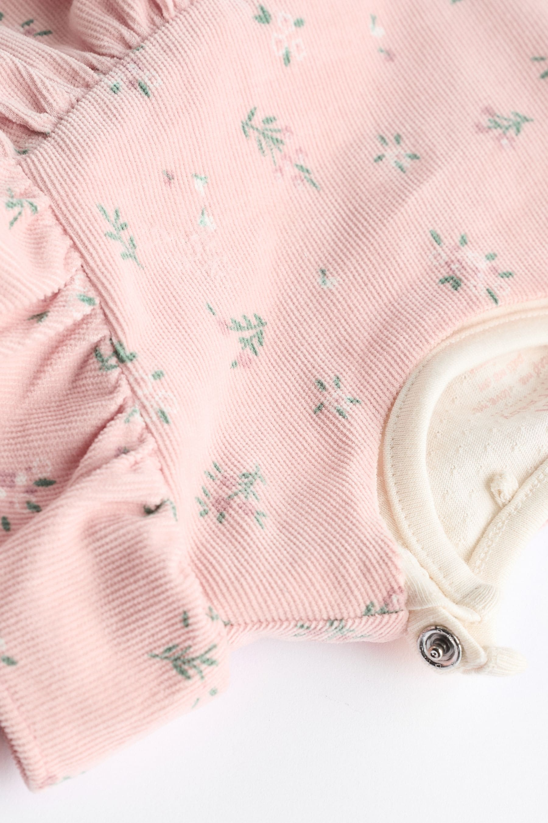 Pink Floral Baby Corduroy 100% Cotton Dungarees and Long Sleeve Bodysuit Set (0mths-2yrs)