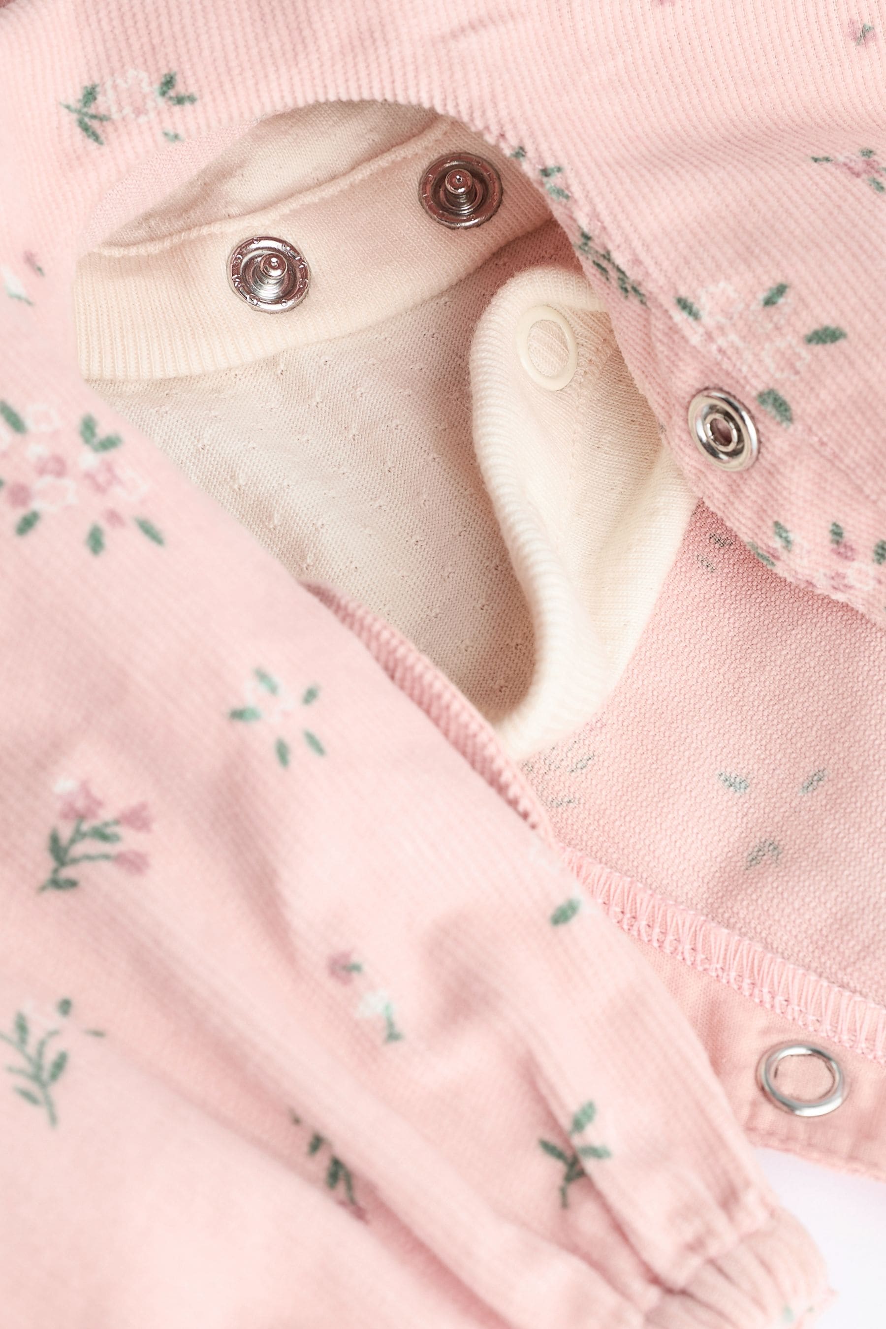 Pink Floral Baby Corduroy 100% Cotton Dungarees and Long Sleeve Bodysuit Set (0mths-2yrs)