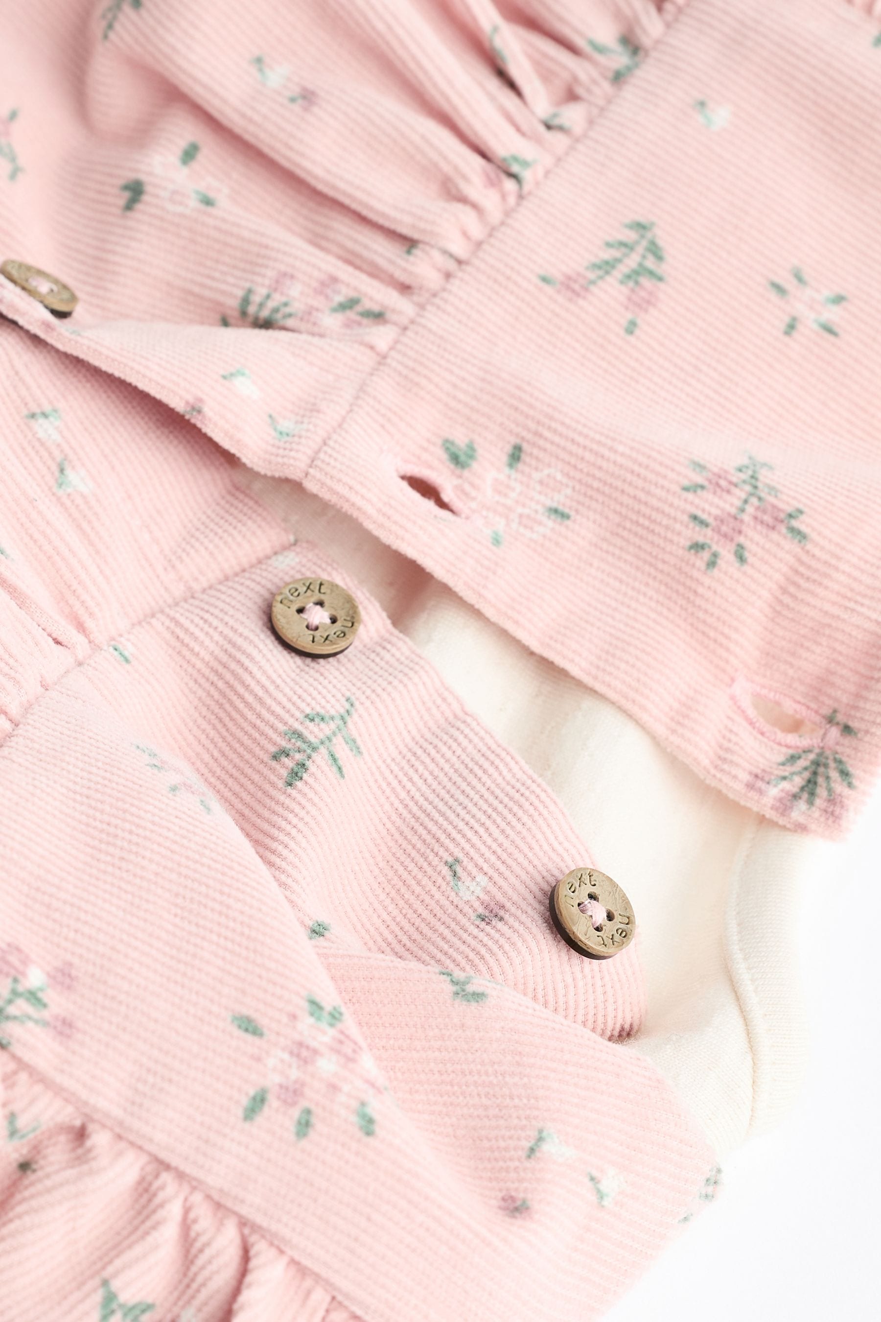 Pink Floral Baby Corduroy 100% Cotton Dungarees and Long Sleeve Bodysuit Set (0mths-2yrs)