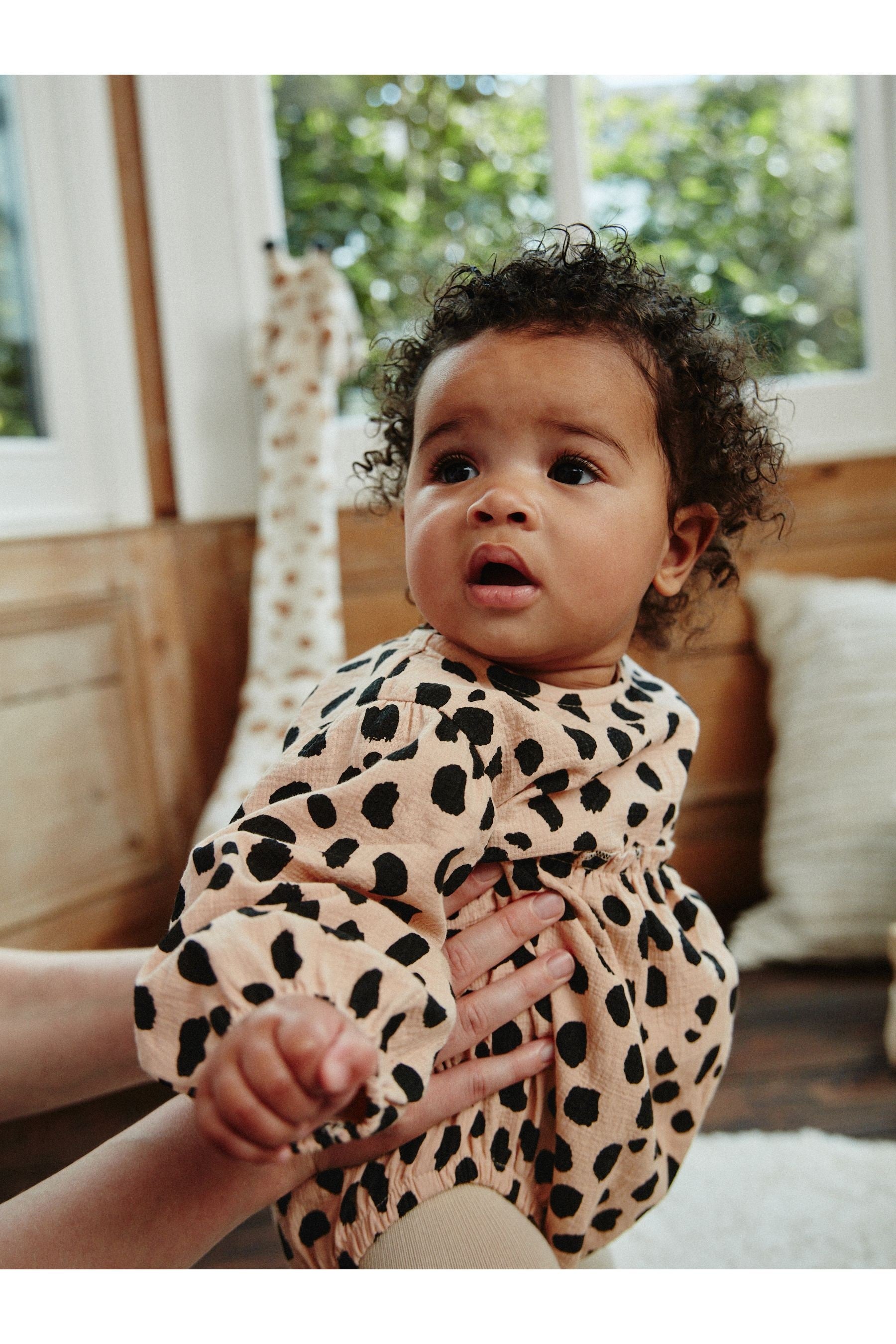 Tan Brown Leopard Print Baby Bloomer 100% Cotton Romper with Tights (0mths-3yrs)