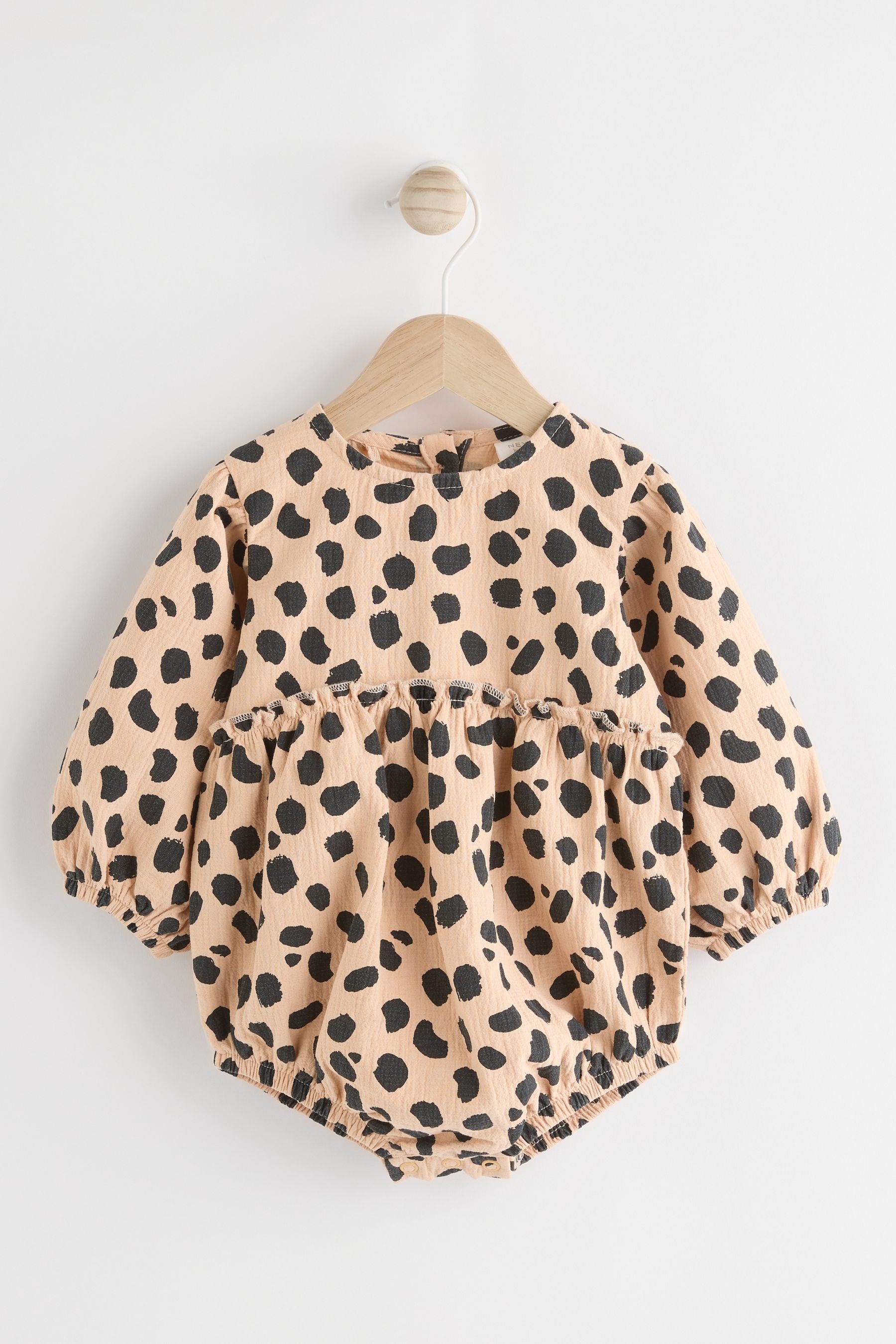 Tan Brown Leopard Print Baby Bloomer 100% Cotton Romper with Tights (0mths-3yrs)