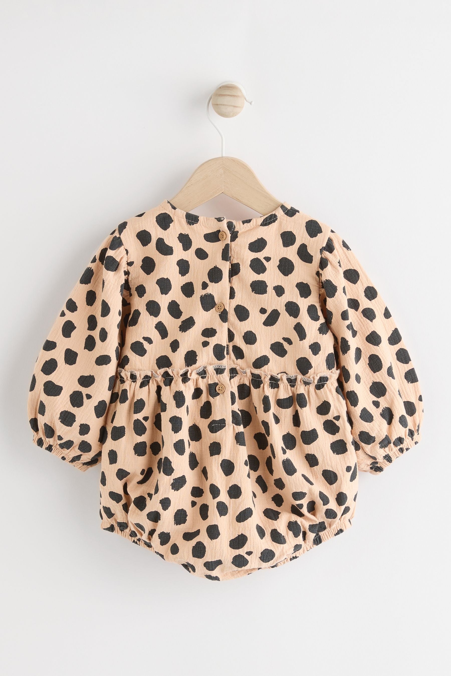 Tan Brown Leopard Print Baby Bloomer 100% Cotton Romper with Tights (0mths-3yrs)