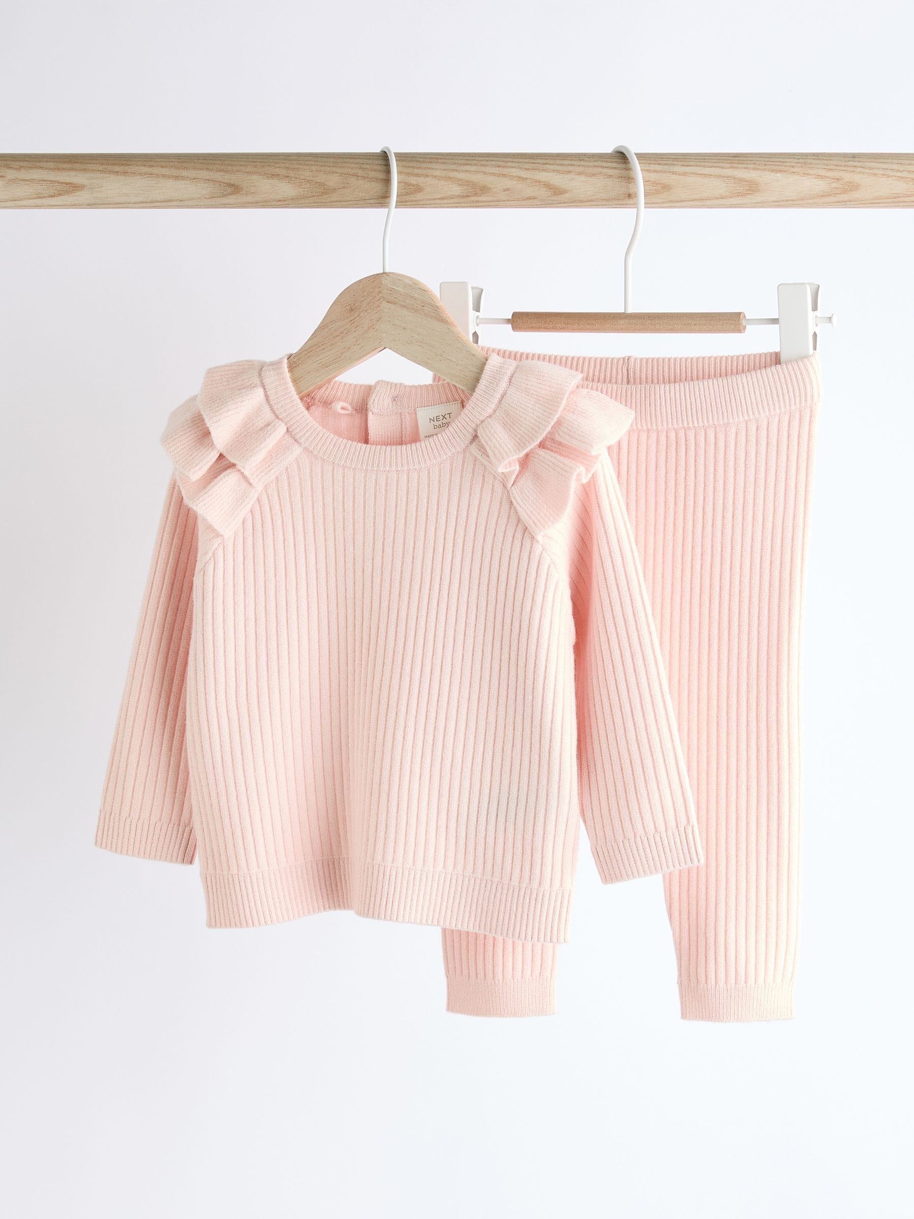 Pink Knitted Baby Jumper & Leggings Set (0mths-3yrs)