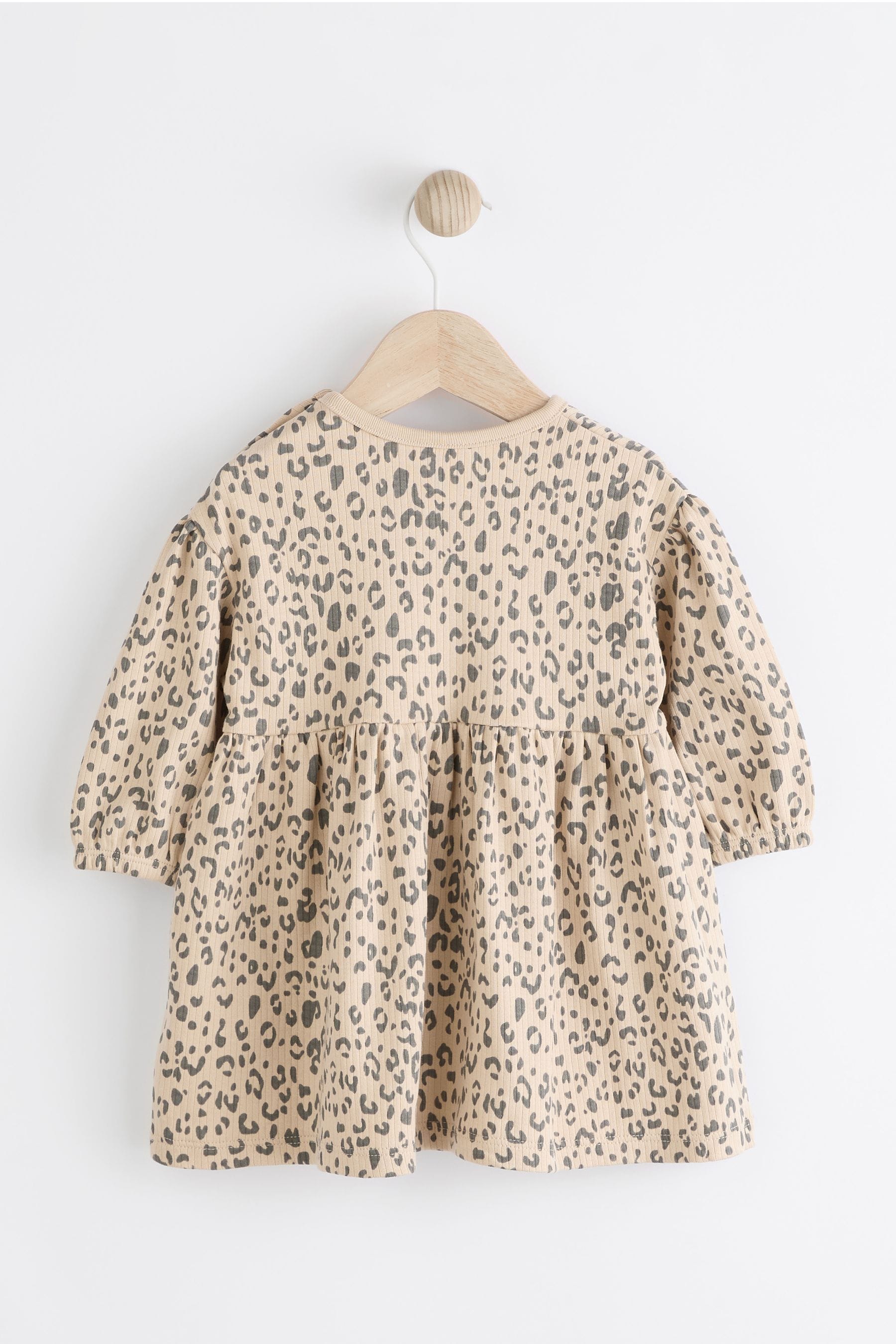 Tan Brown Leopard Print Baby Jersey Dress With Tights (0mths-2yrs)