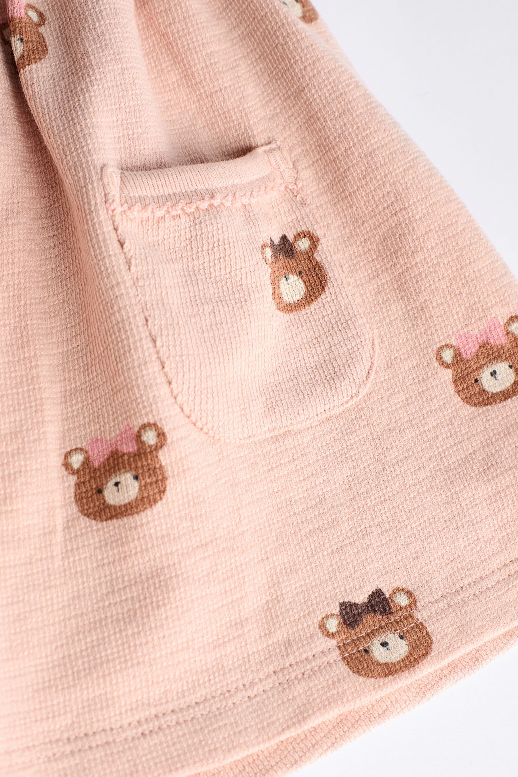 Caramel Brown/Pink Bear Print Baby Jersey Dress With Tights (0mths-2yrs)