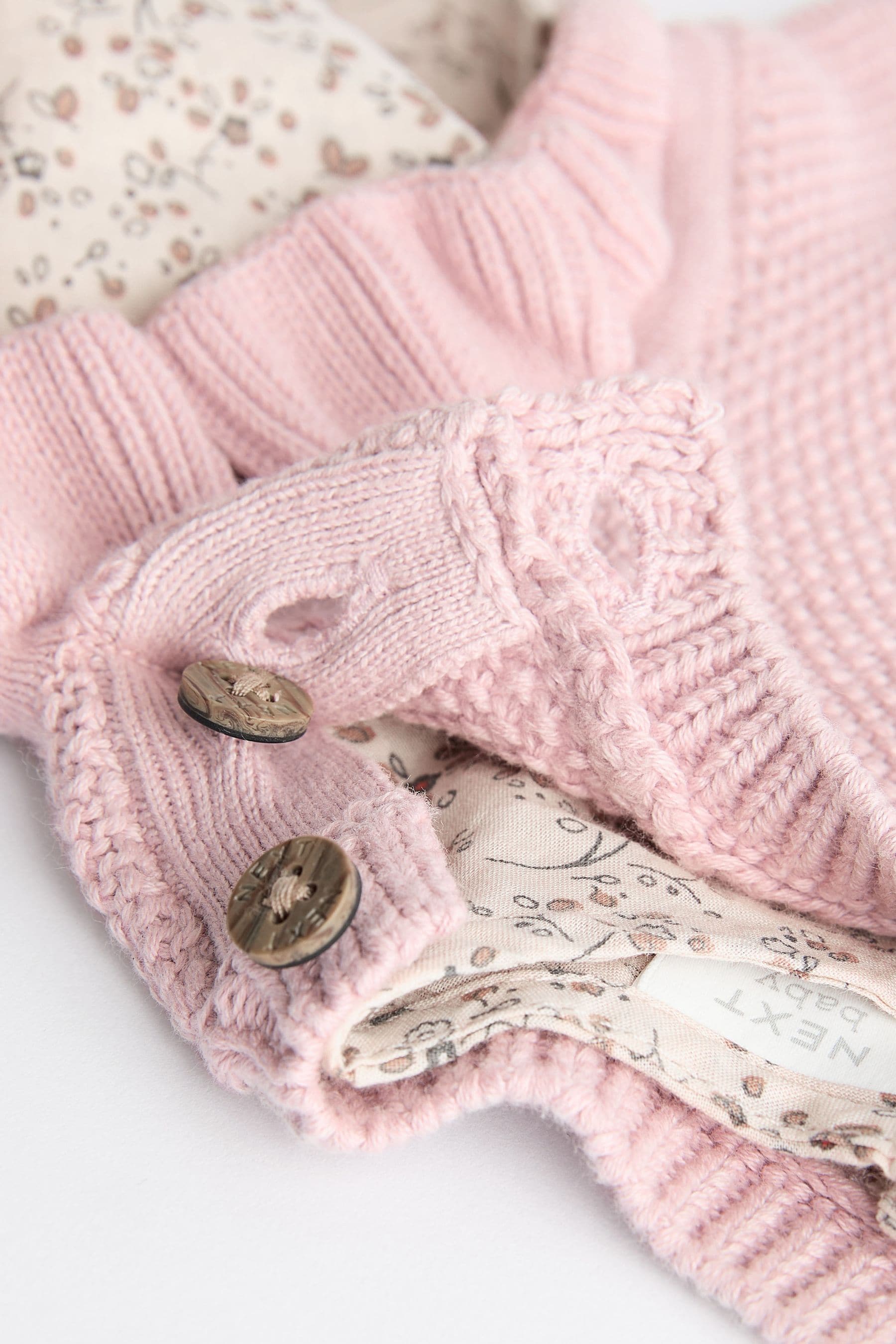 Pink Knitted Bloomer Shorts Long Sleeve Top & Tights Set (0mths-2yrs)