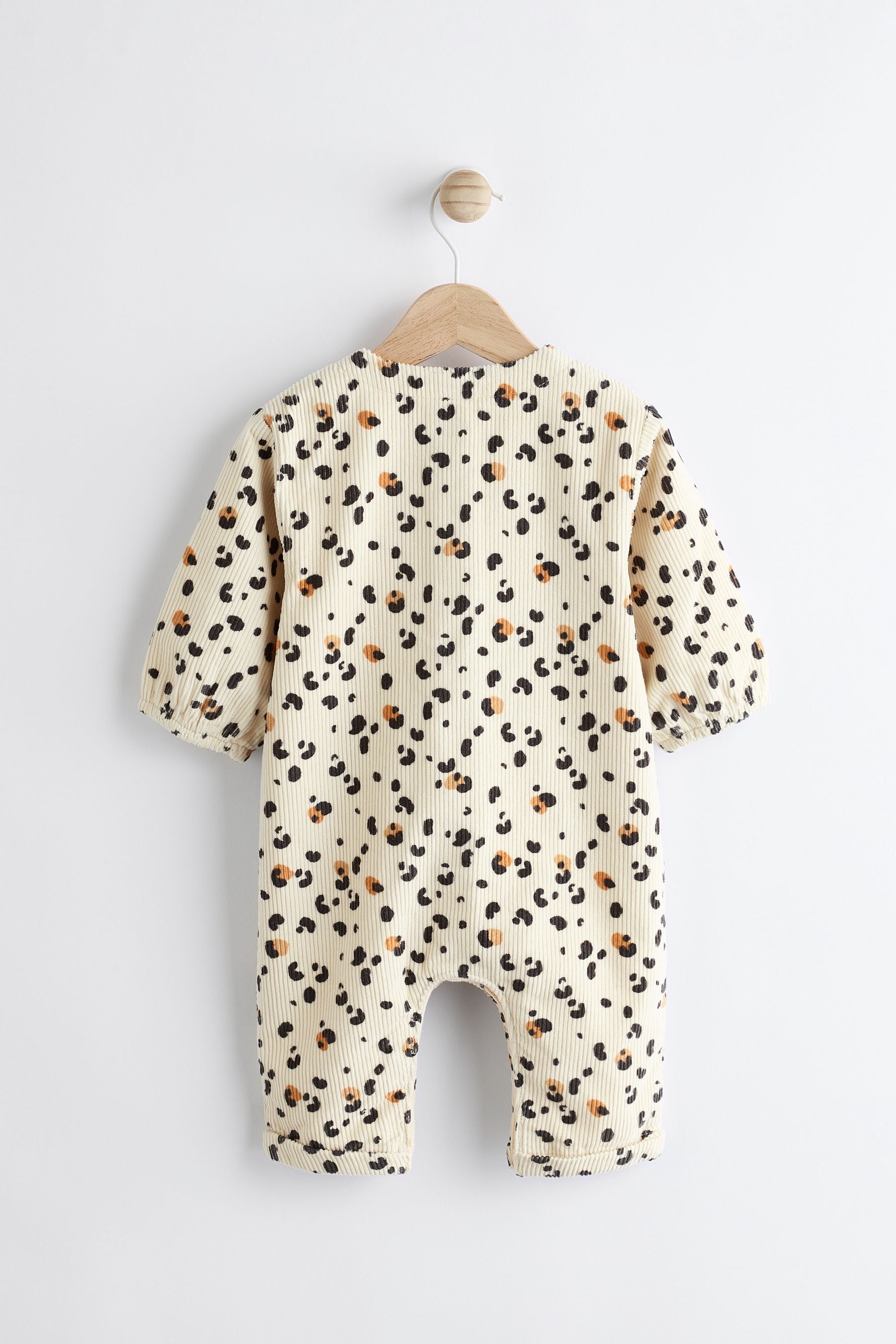 Cream/ Tan Brown Leopard Print Baby Corduroy Romper (0mths-2yrs)