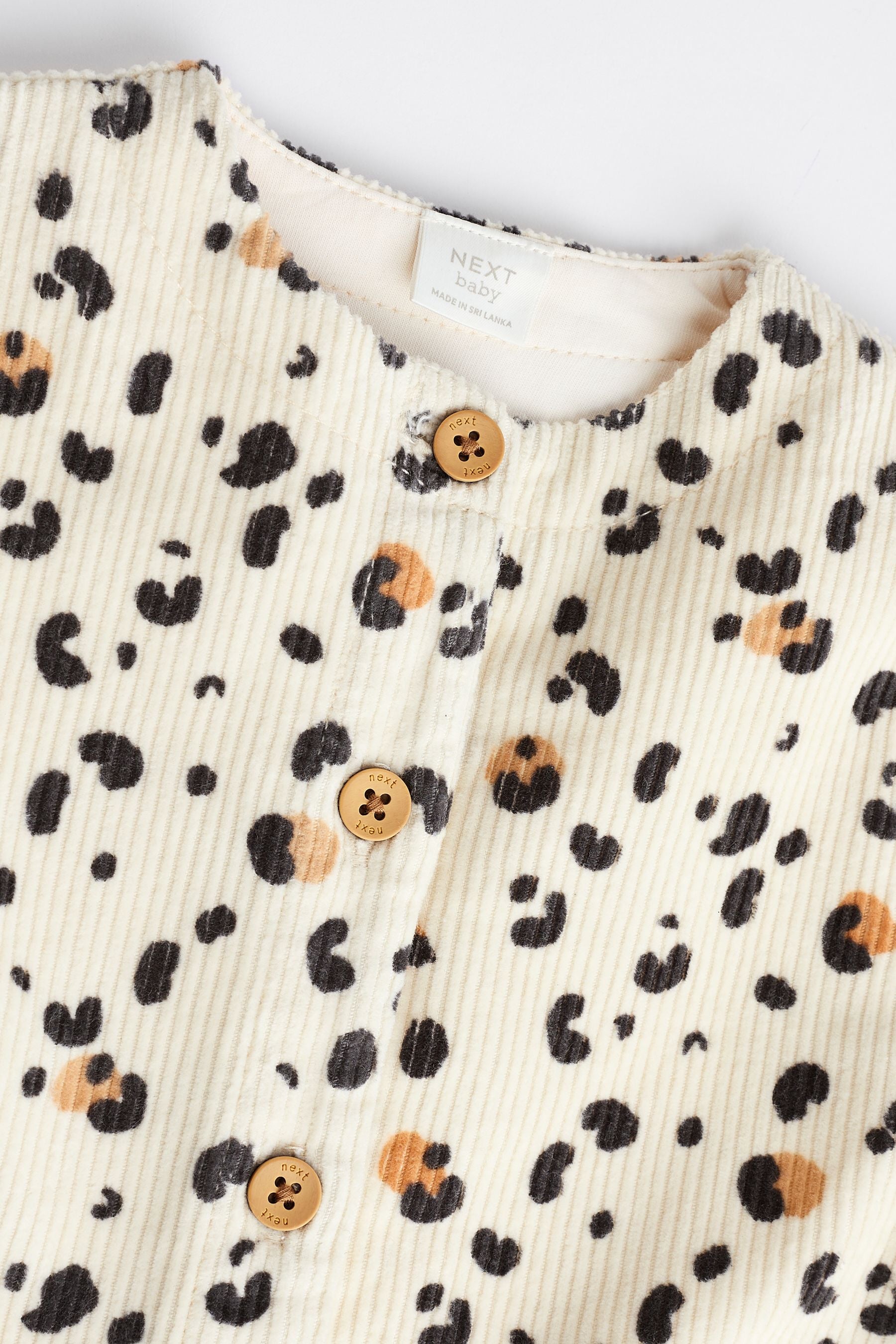 Cream/ Tan Brown Leopard Print Baby Corduroy Romper (0mths-2yrs)