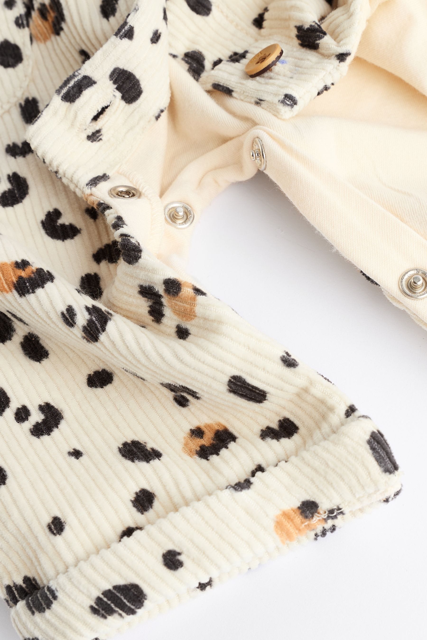 Cream/ Tan Brown Leopard Print Baby Corduroy Romper (0mths-2yrs)