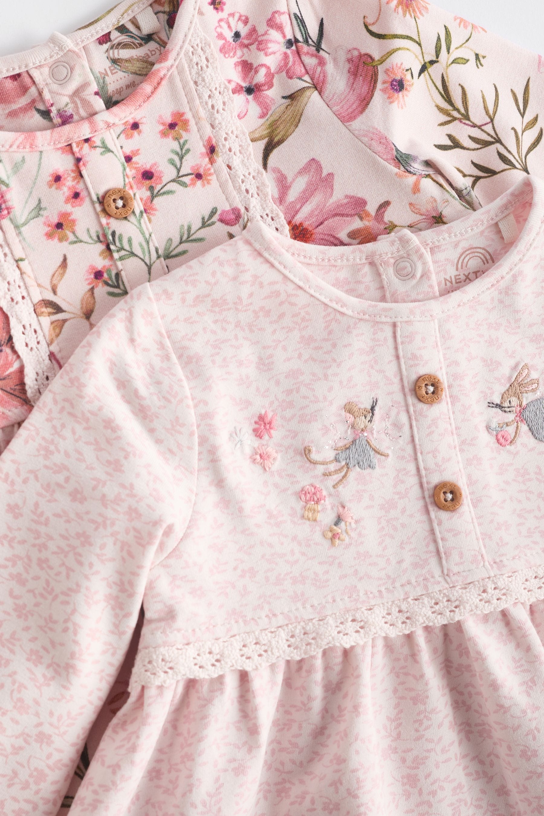 Pink Floral/ Fairy Baby Jersey Dresses 2 Pack (0mths-2yrs)