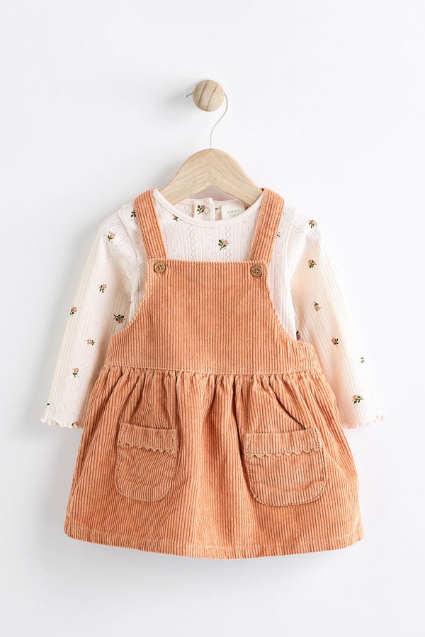 Tan Brown Corduroy Baby Pinafore Dress (0mths-2yrs)