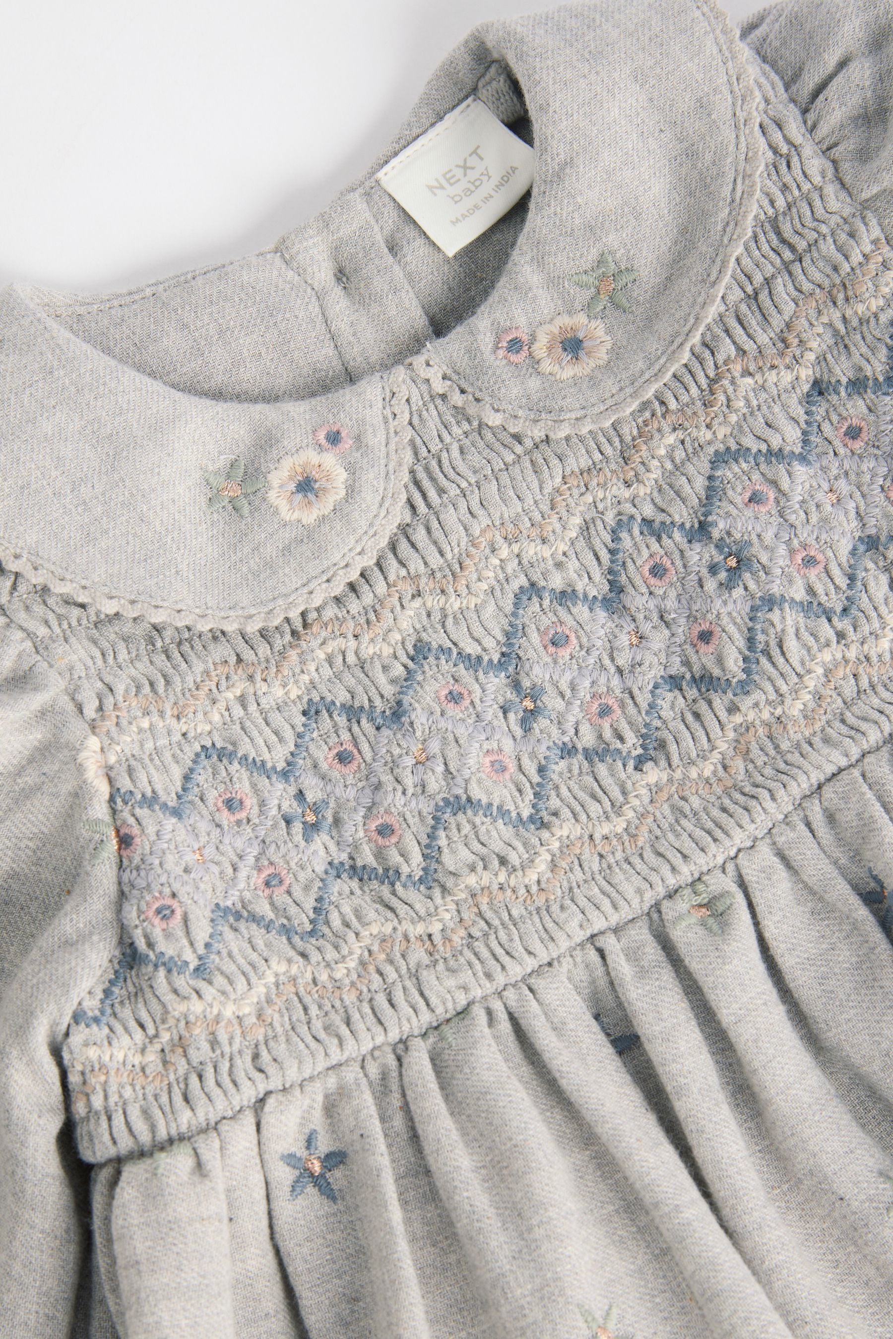 Grey Baby Embroidered Dress (0mths-2yrs)