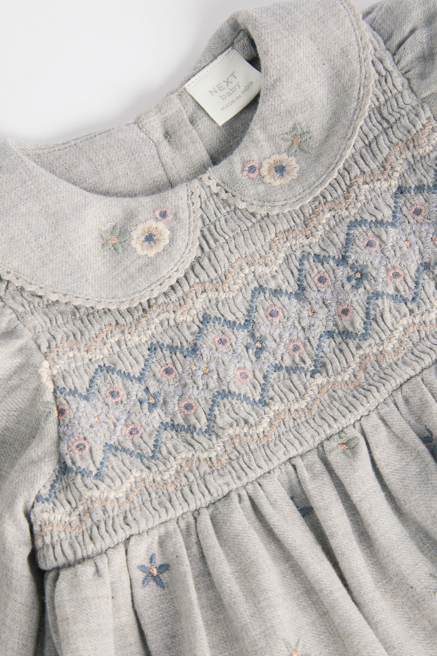 Grey Baby Embroidered Dress (0mths-2yrs)