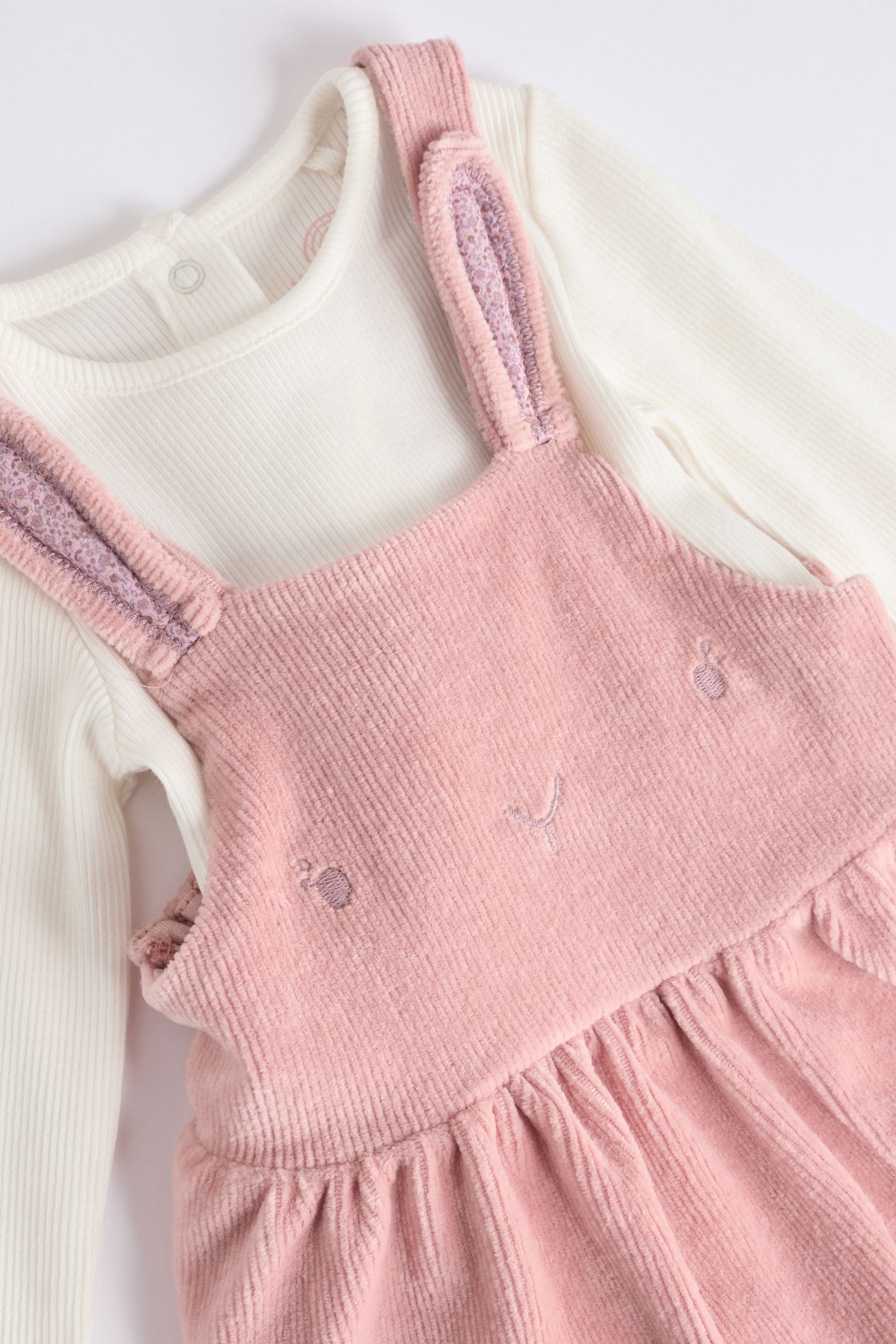 Pink Bunny Velour Baby Pinafore Dress With Tights (0mths-2yrs)