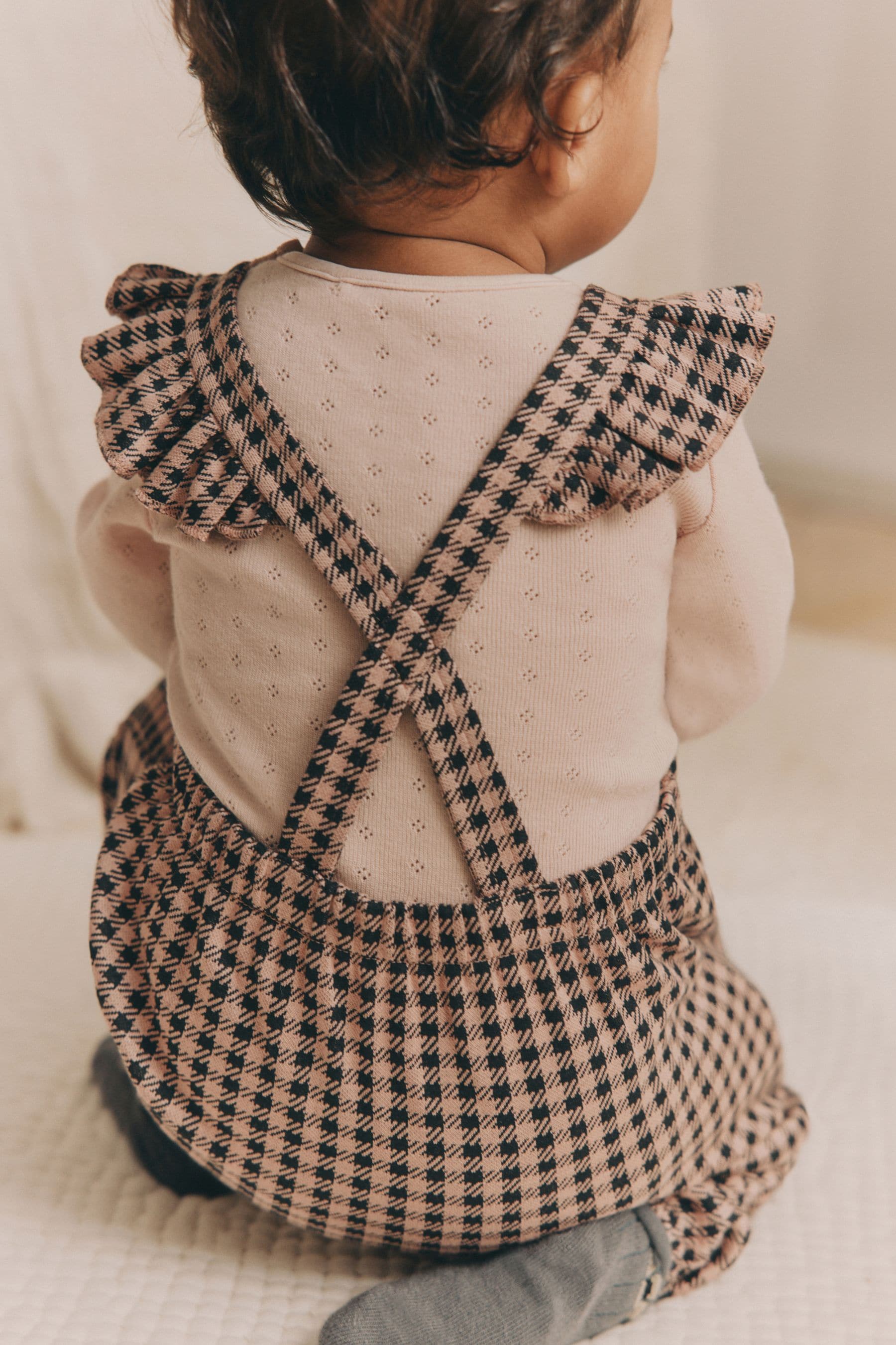 Pink Check 100% Cotton Dunagree and Bodysuit Set (0mths-2yrs)