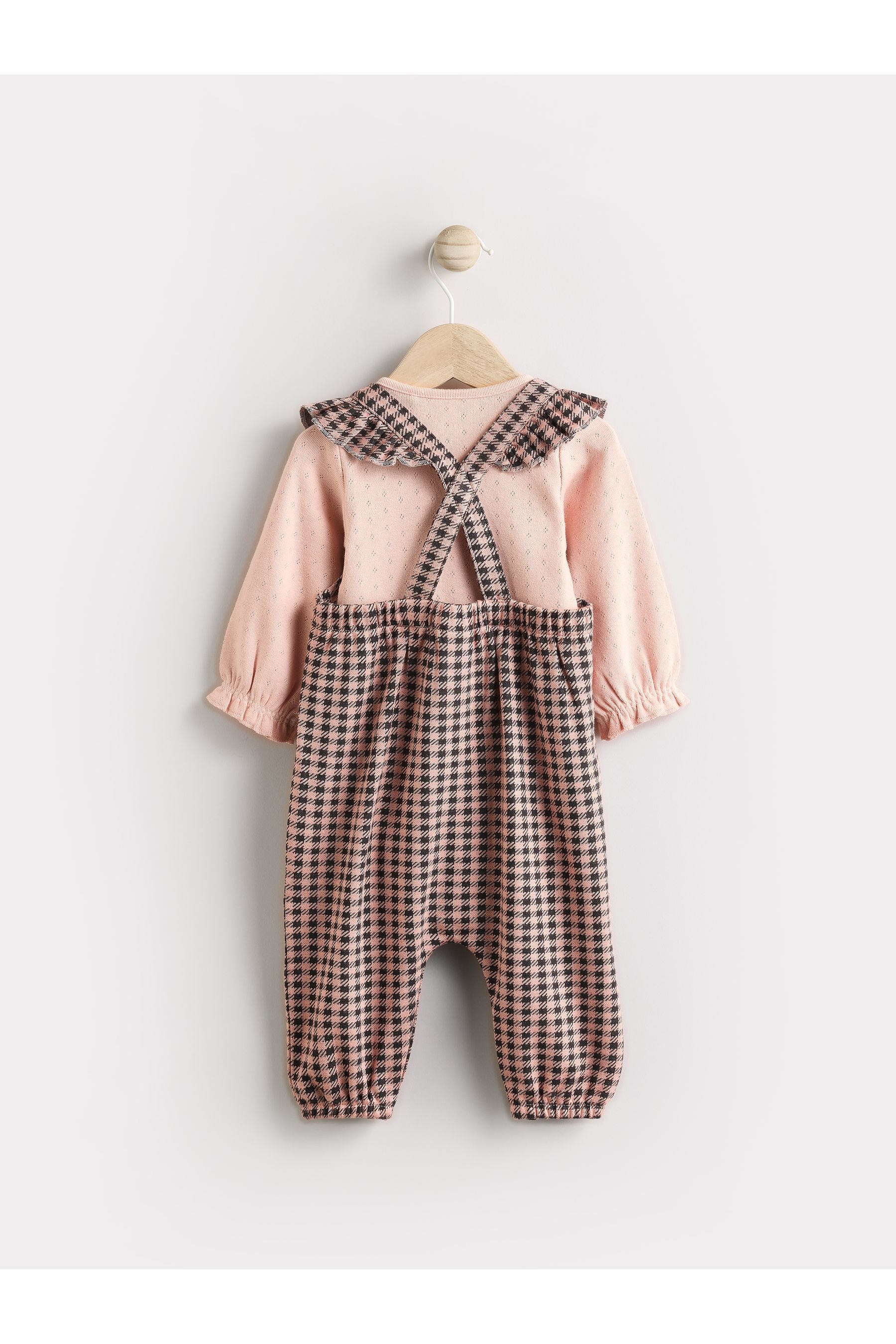 Pink Check 100% Cotton Dunagree and Bodysuit Set (0mths-2yrs)