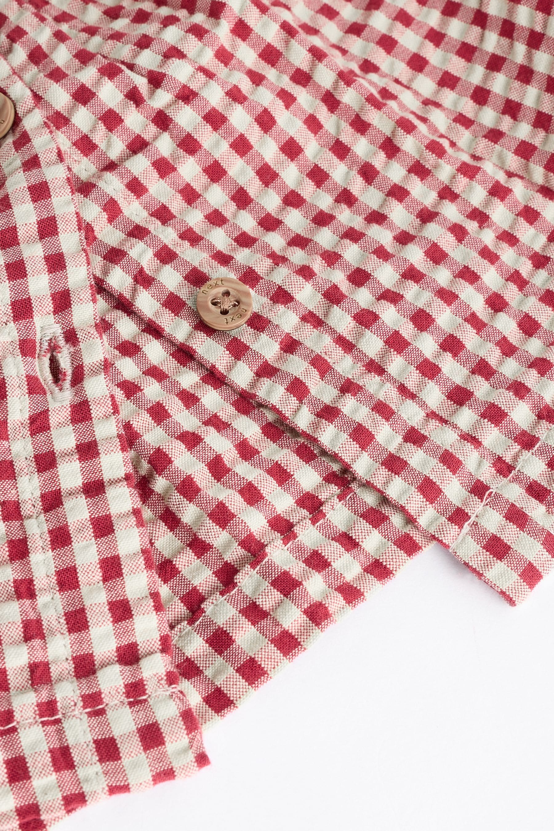 Red Gingham Woven Long Sleeve Top and Wide Leg 100% Cotton Trousers Set (0mths-2yrs)