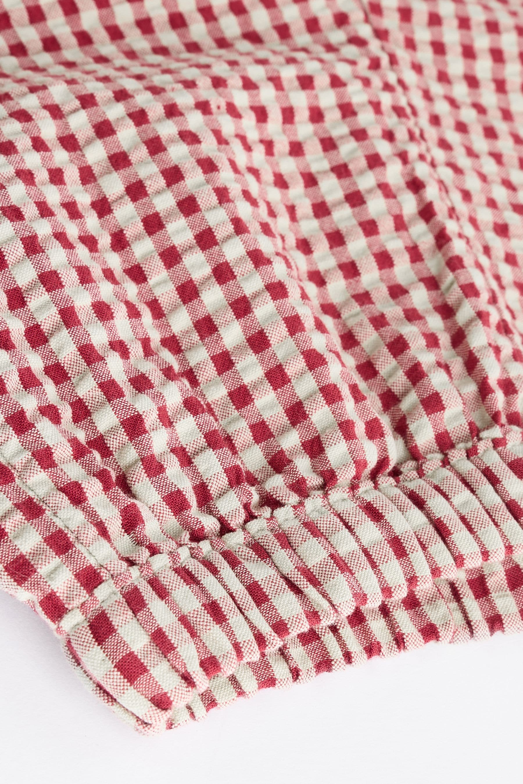 Red Gingham Woven Long Sleeve Top and Wide Leg 100% Cotton Trousers Set (0mths-2yrs)