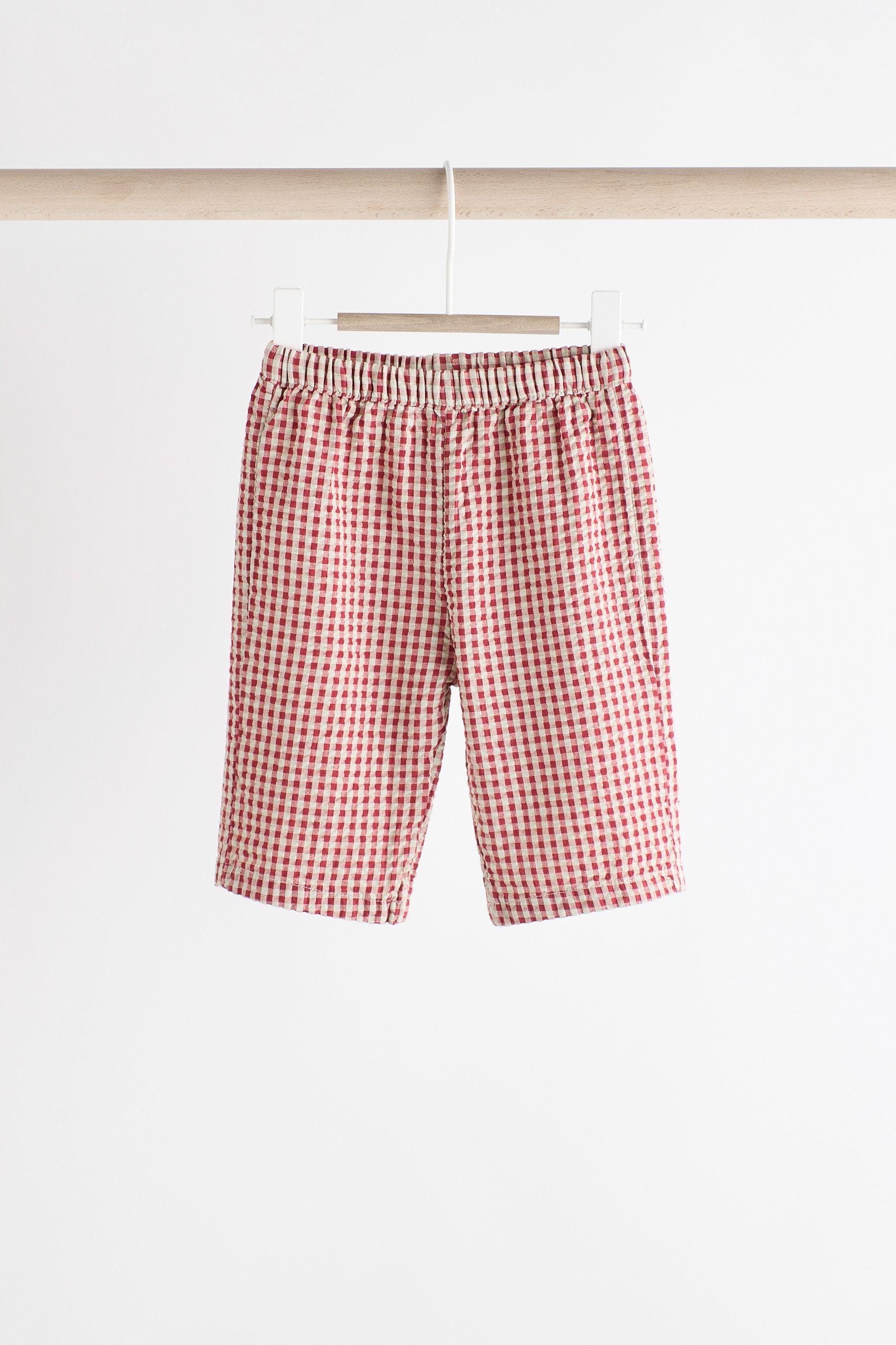 Red Gingham Woven Long Sleeve Top and Wide Leg 100% Cotton Trousers Set (0mths-2yrs)