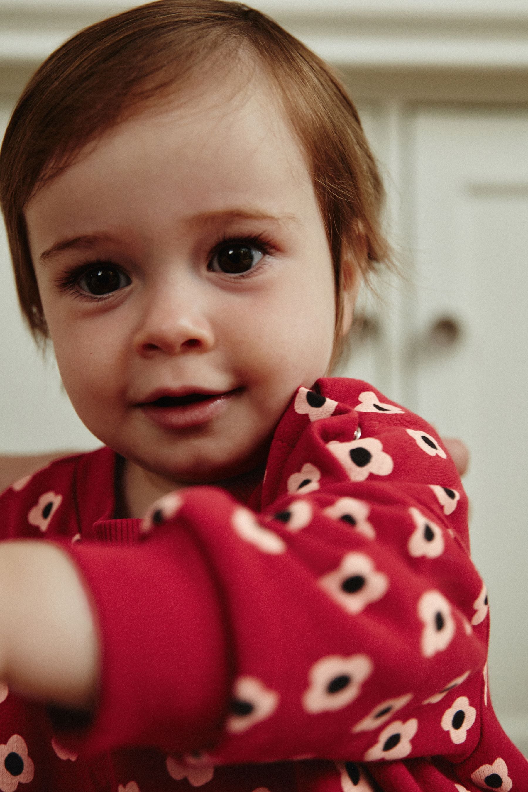 Red Flower Print Skirted Baby Romper with Tights (0mths-3yrs)