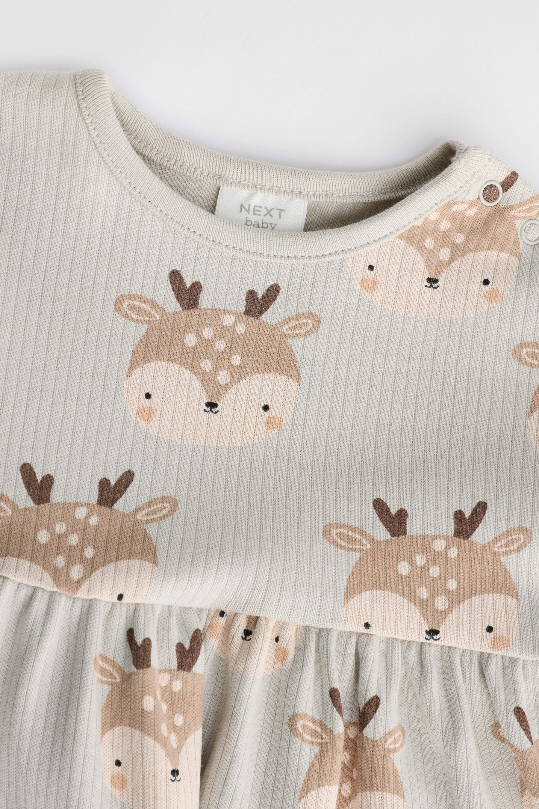 Mint Green Deer Print Baby Jersey Dress with Tights (0mths-2yrs)