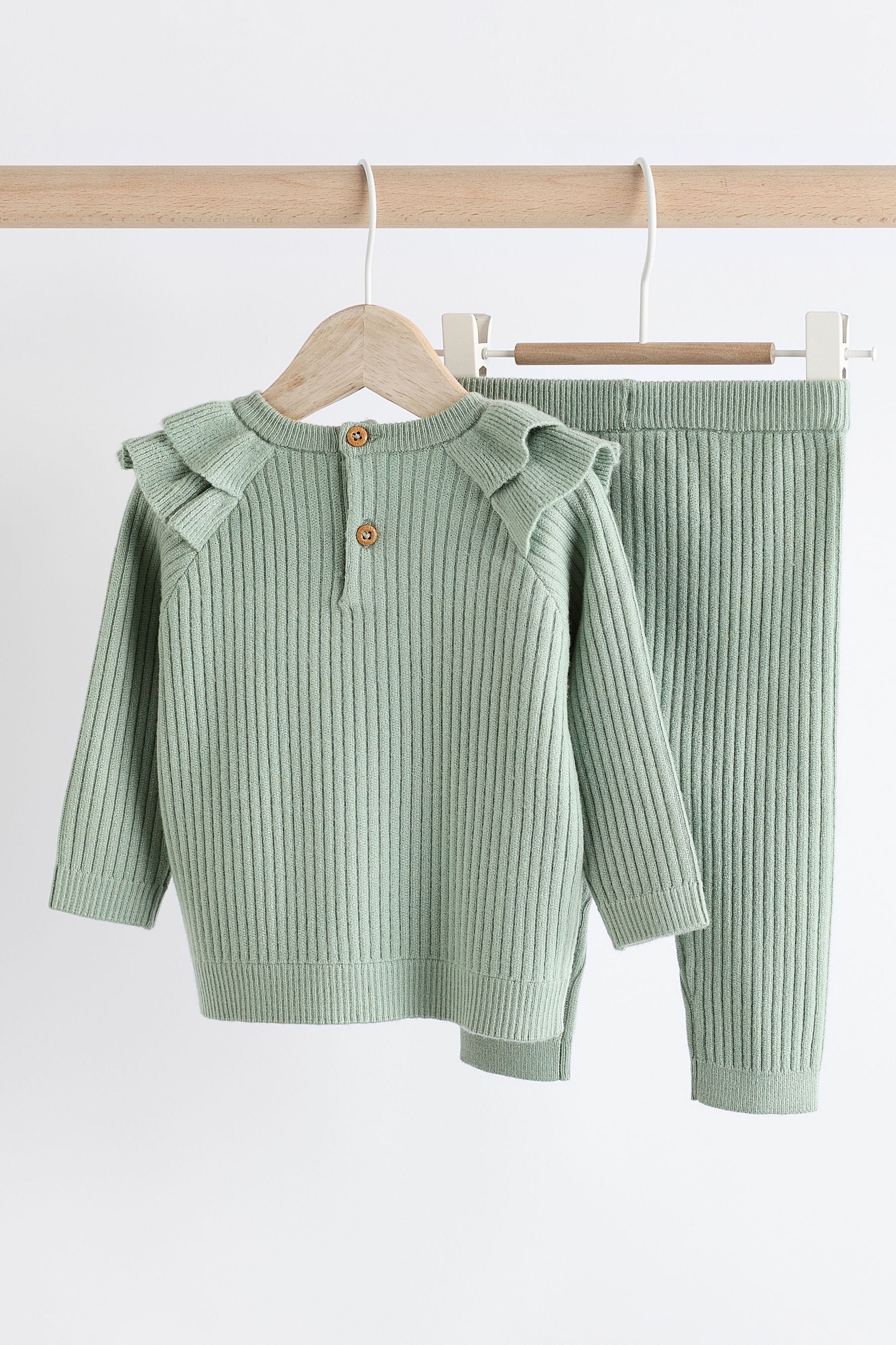 Sage Green Knitted Baby Jumper & Leggings Set (0mths-3yrs)