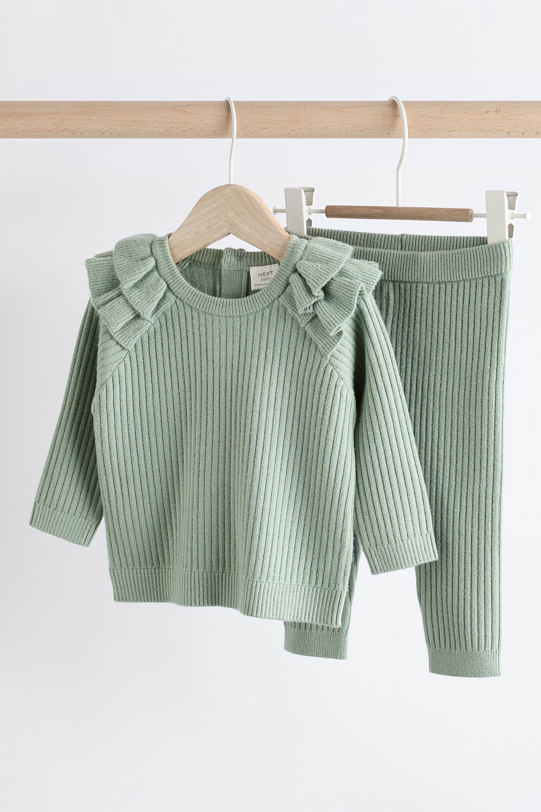 Sage Green Knitted Baby Jumper & Leggings Set (0mths-3yrs)