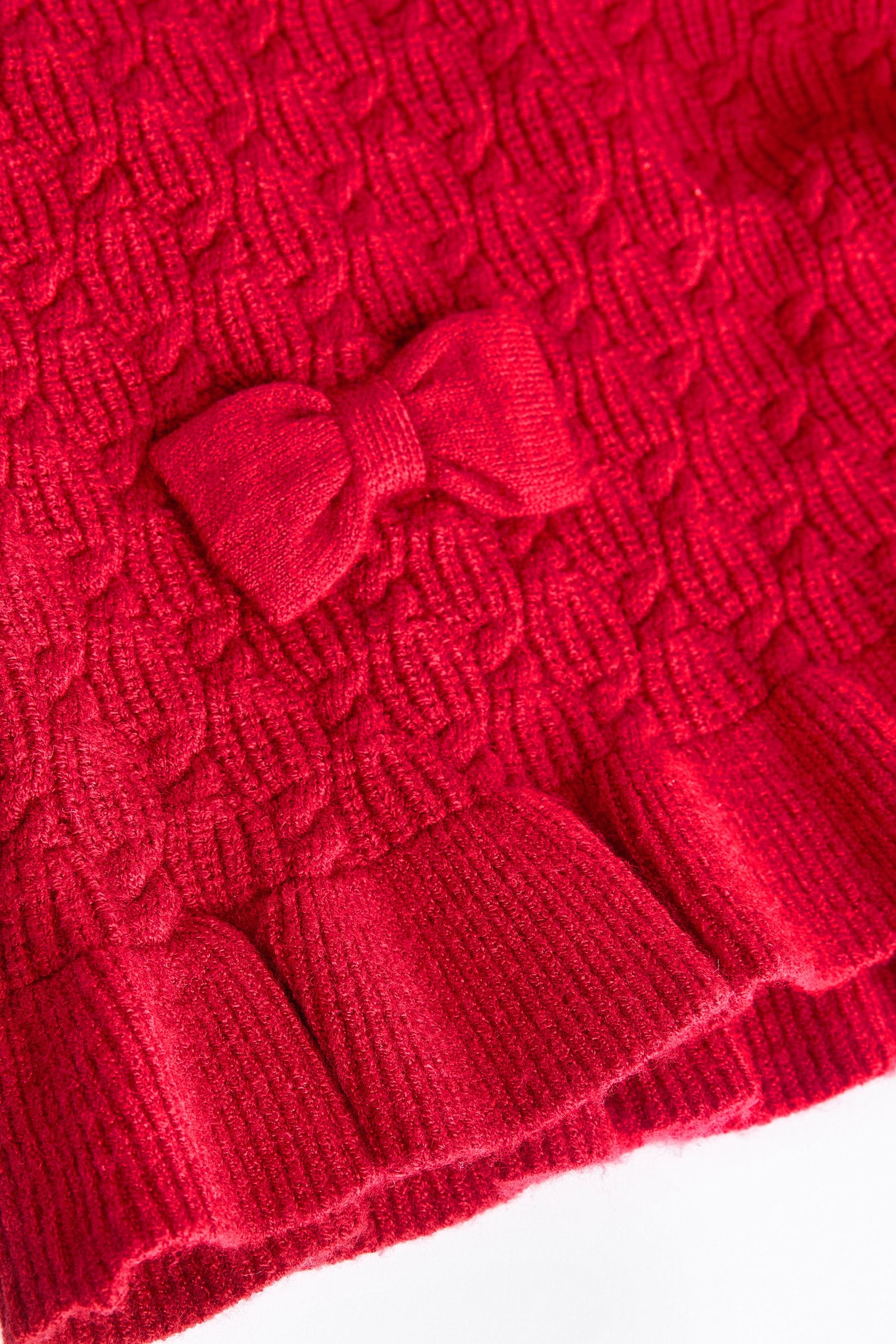 Red 3D Bows Baby Knitted Jumper And Leggings Set (0mths-3yrs)