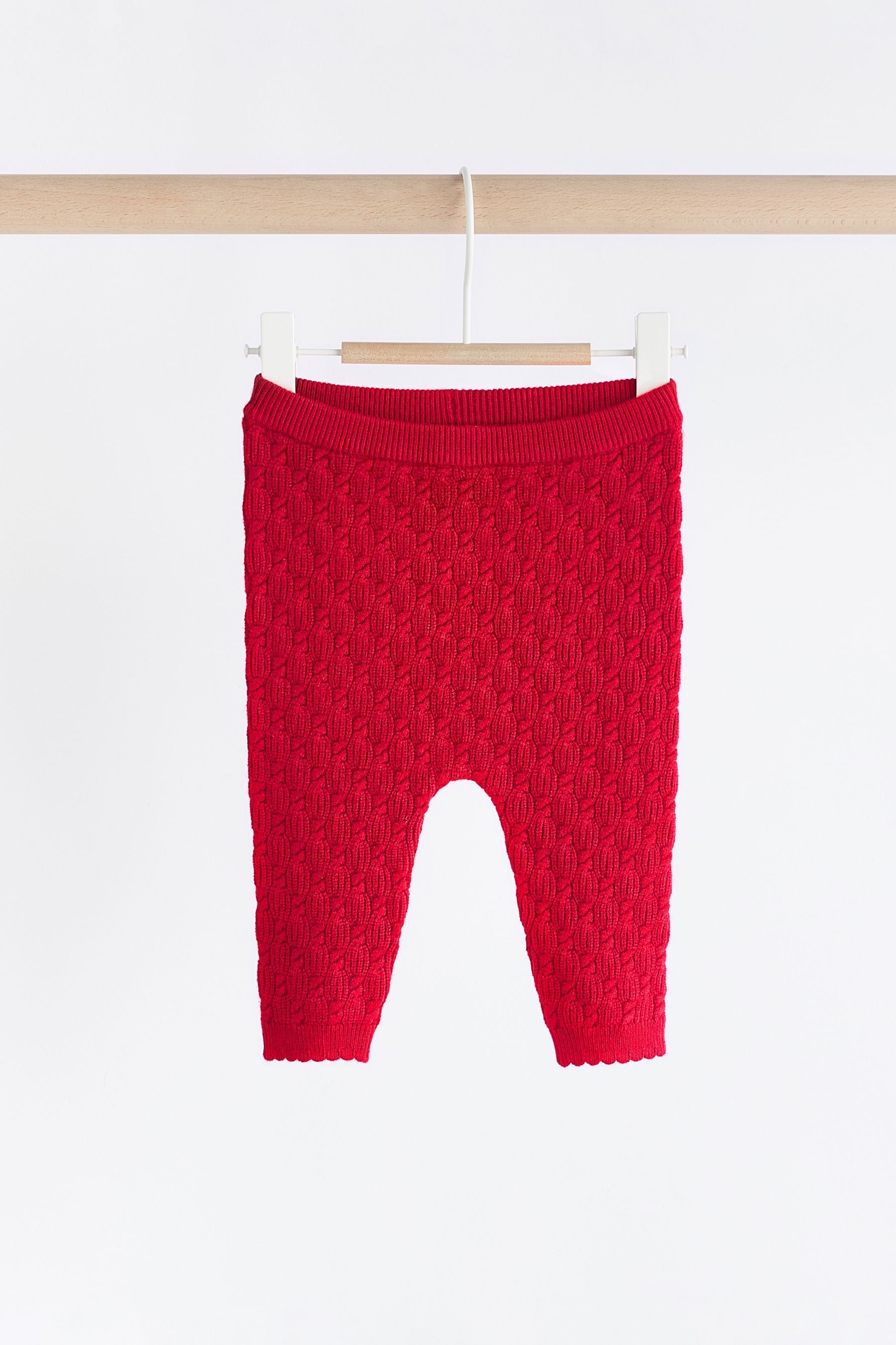 Red 3D Bows Baby Knitted Jumper And Leggings Set (0mths-3yrs)