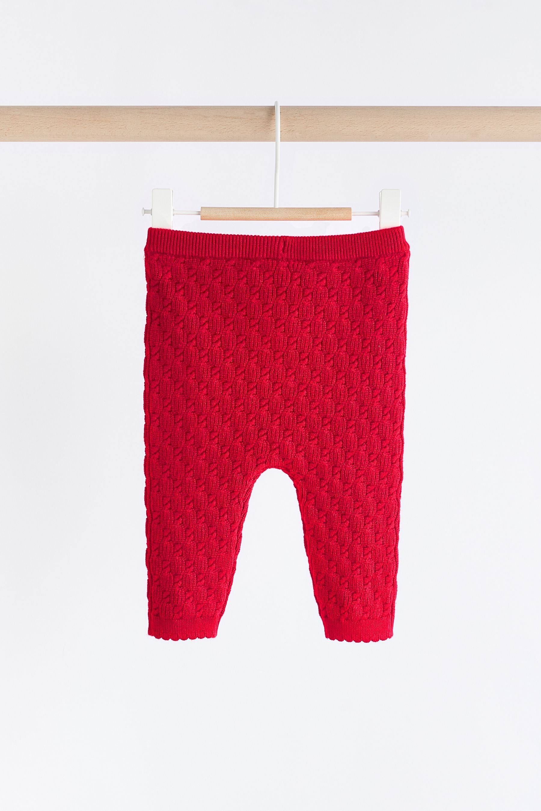 Red 3D Bows Baby Knitted Jumper And Leggings Set (0mths-3yrs)