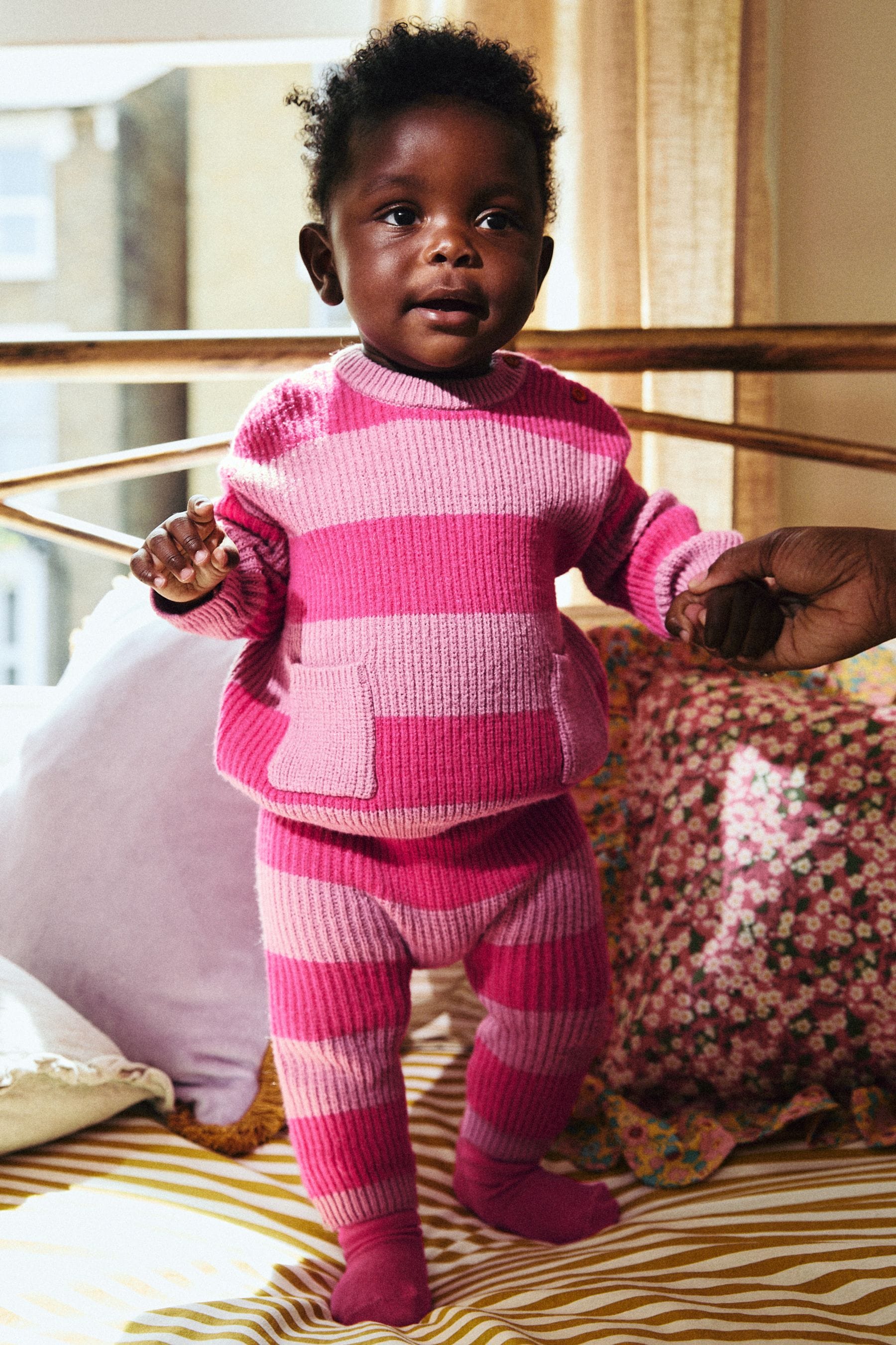 Pink Stripe Knitted Baby Jumper & Leggings Set (0mths-2yrs)