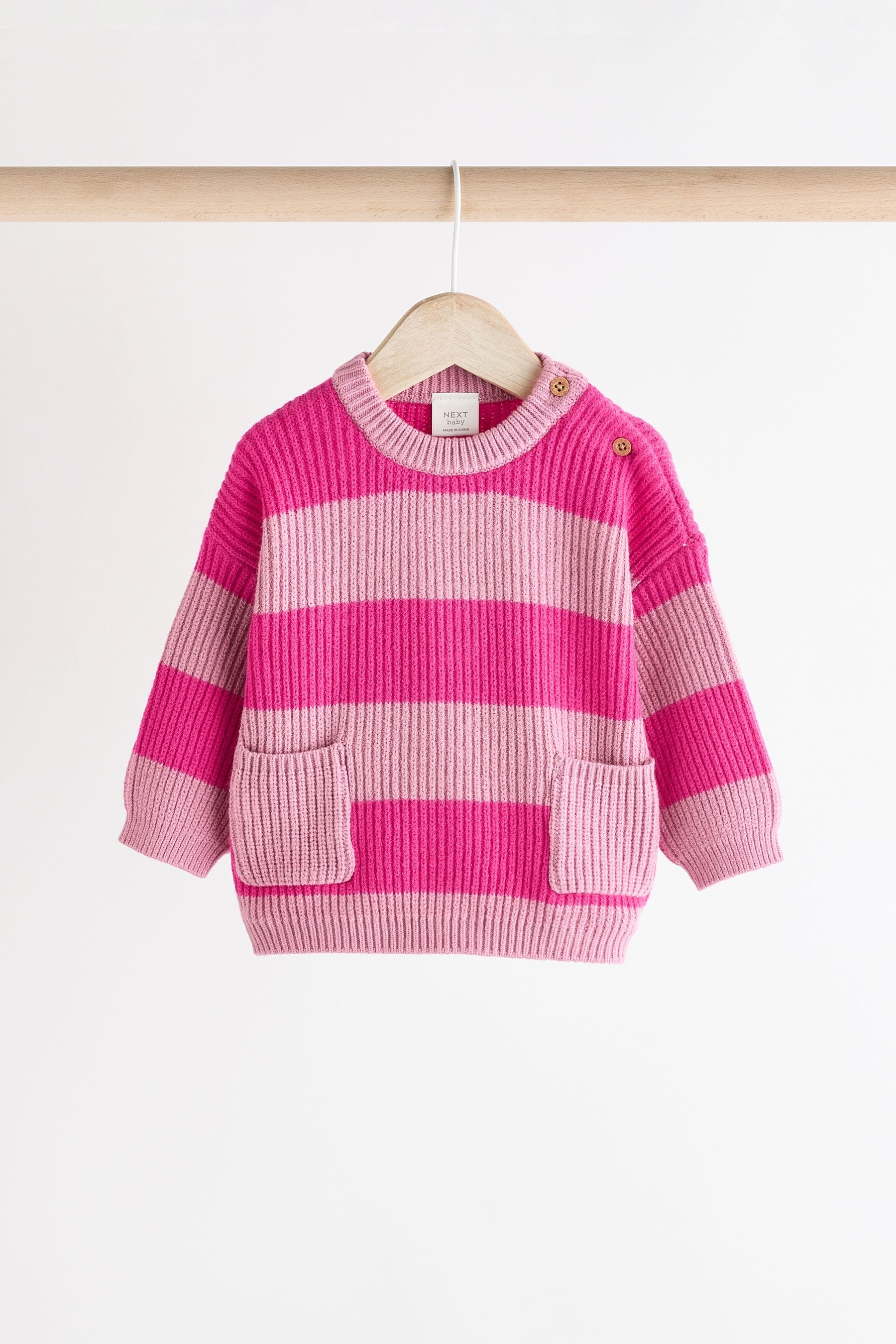 Pink Stripe Knitted Baby Jumper & Leggings Set (0mths-2yrs)