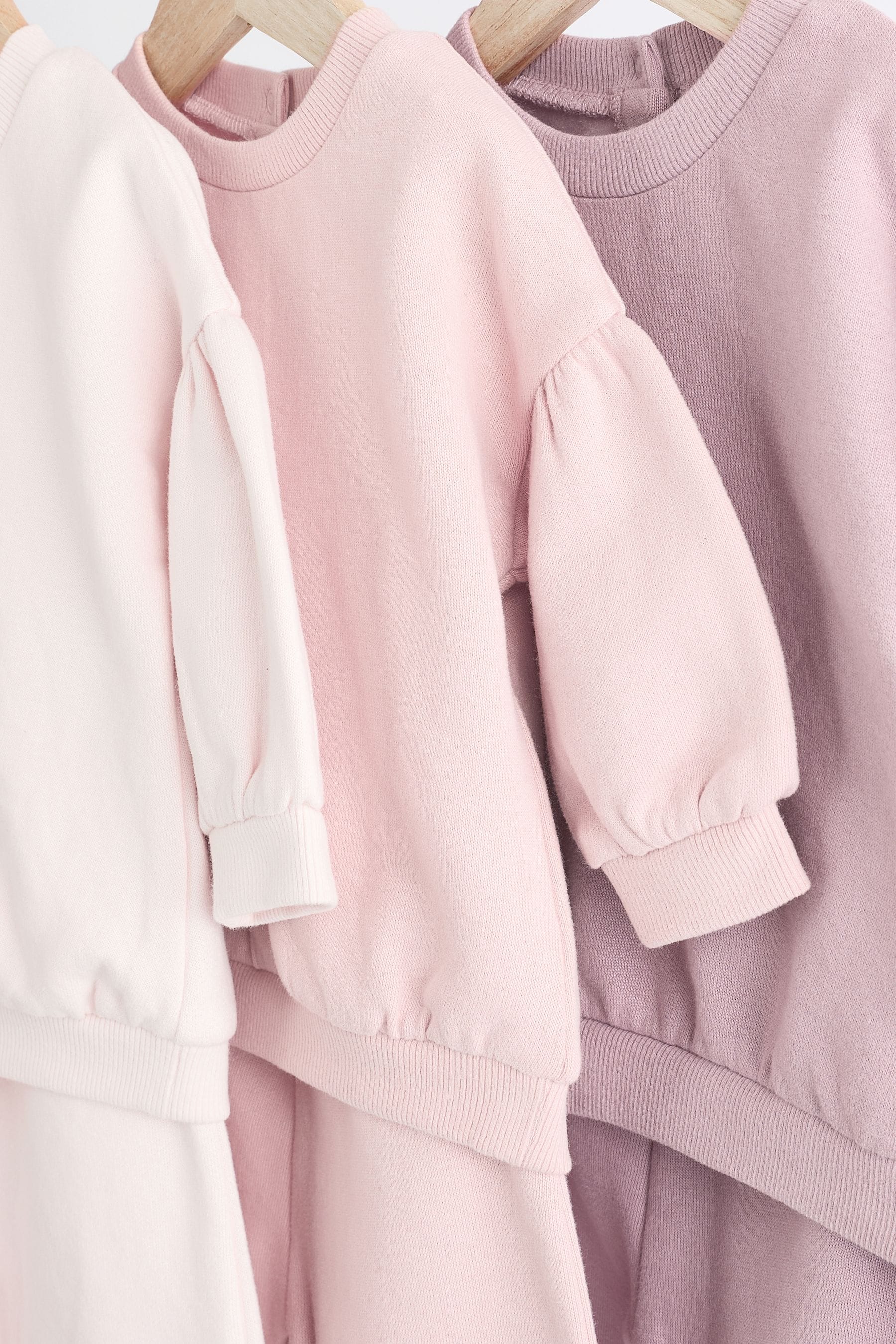 Pink/Cream Baby Sweatshirt & Joggers Set 6 Pack