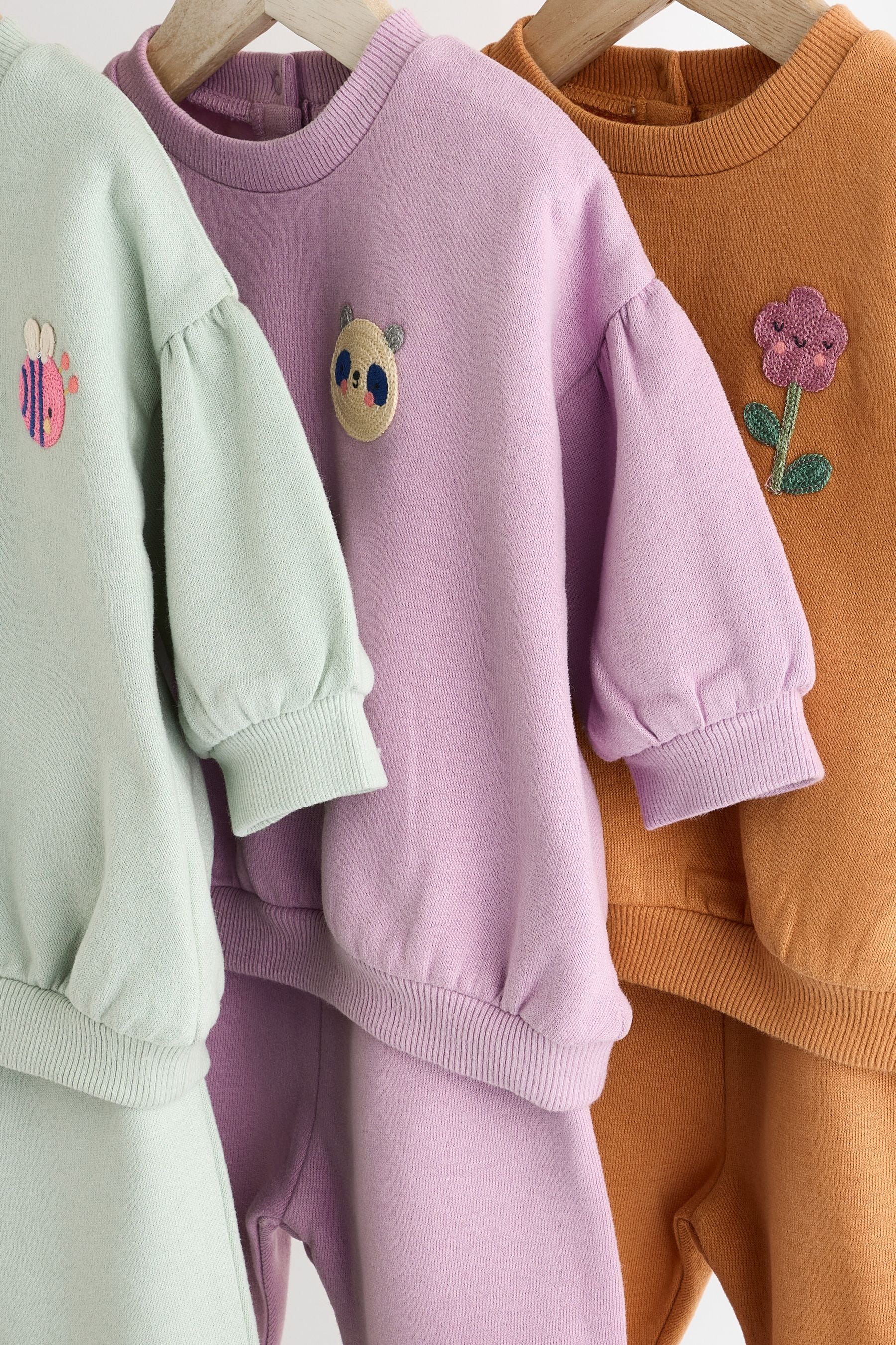 Purple/Green/Orange Character Baby Sweatshirt & Joggers Set 6 Pack