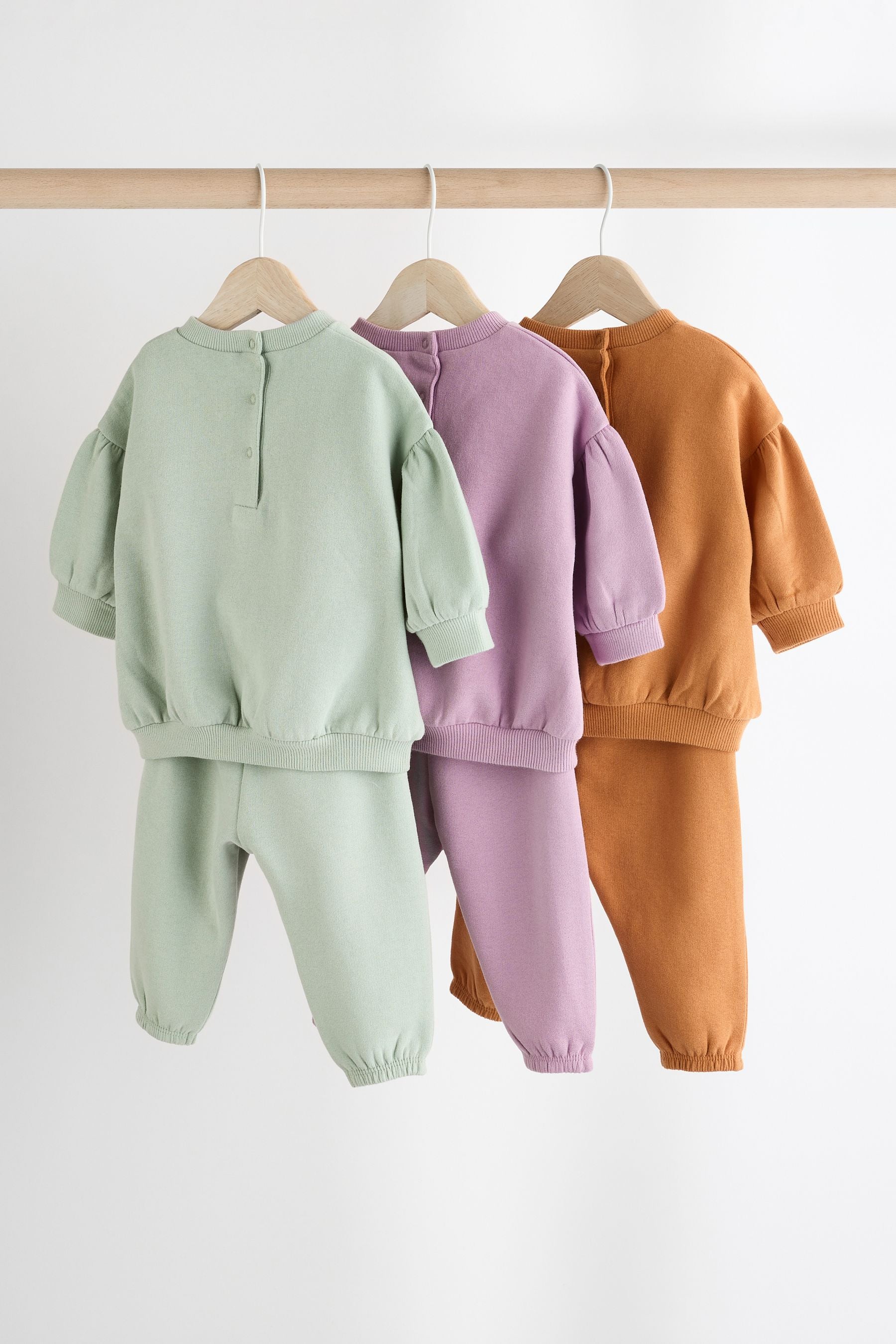 Purple/Green/Orange Character Baby Sweatshirt & Joggers Set 6 Pack