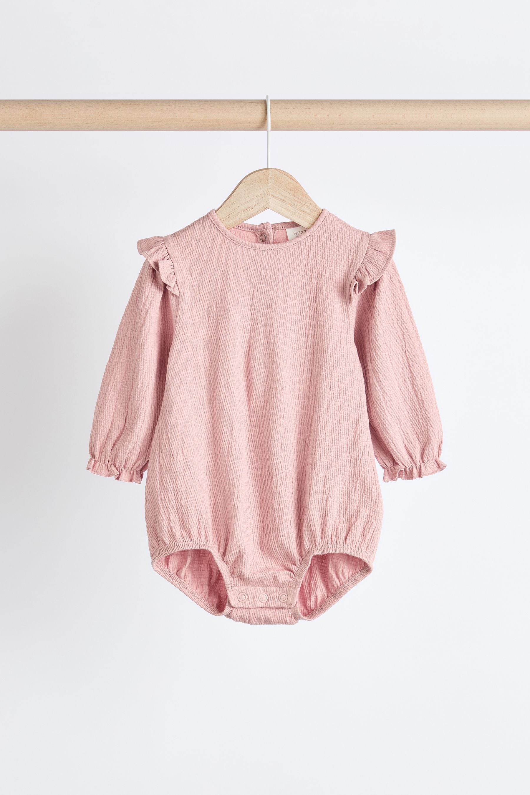 Pink/Cream Baby Long Sleeve Crinkle Bodysuits 2 Pack