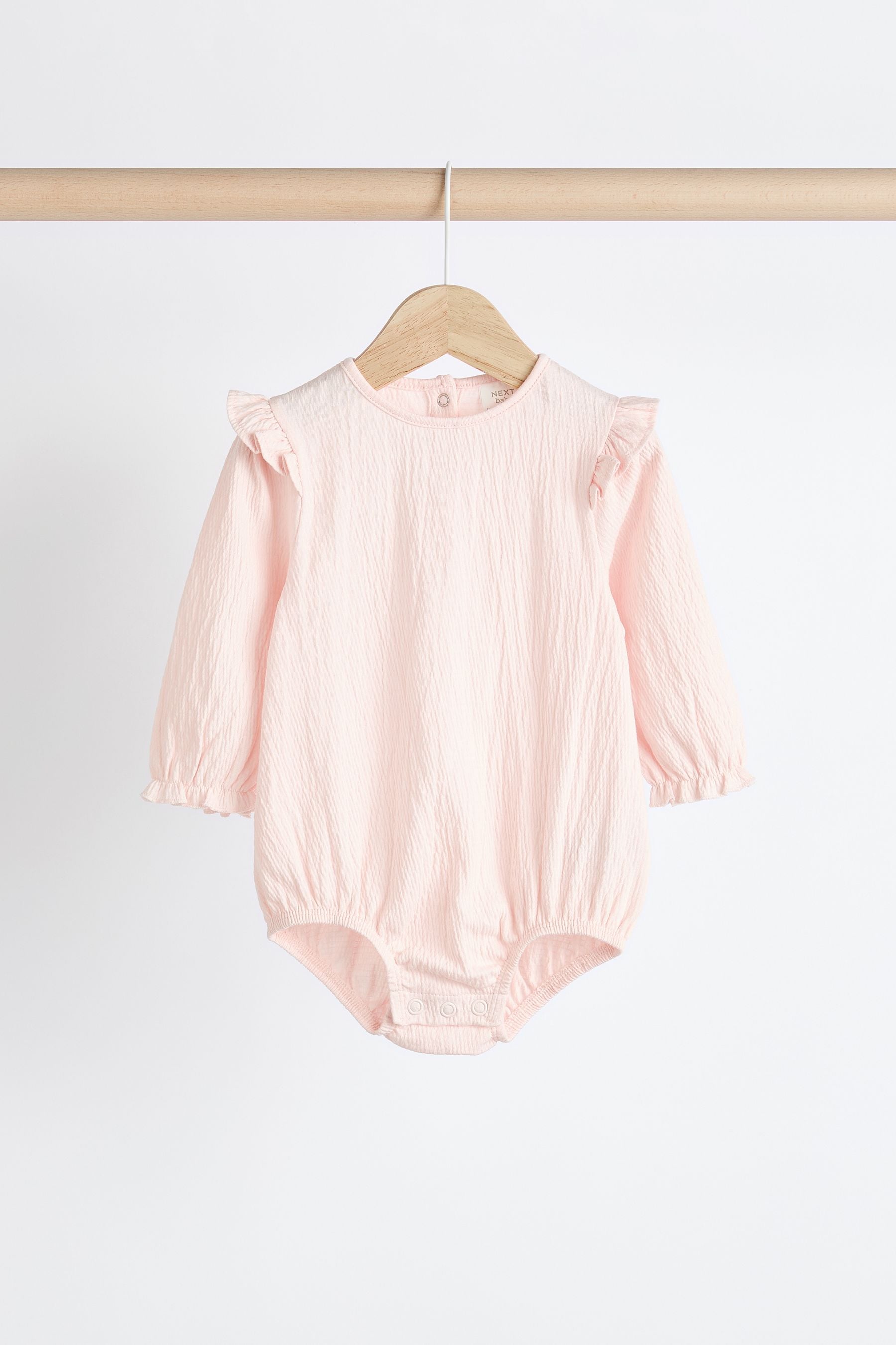 Pink/Cream Baby Long Sleeve Crinkle Bodysuits 2 Pack