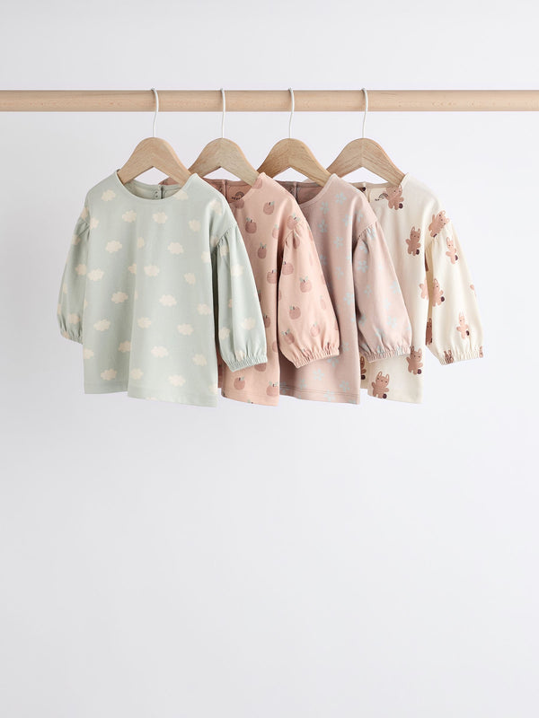 Sage Green/Tan Brown Character Baby Long Sleeve Tops 4 Pack