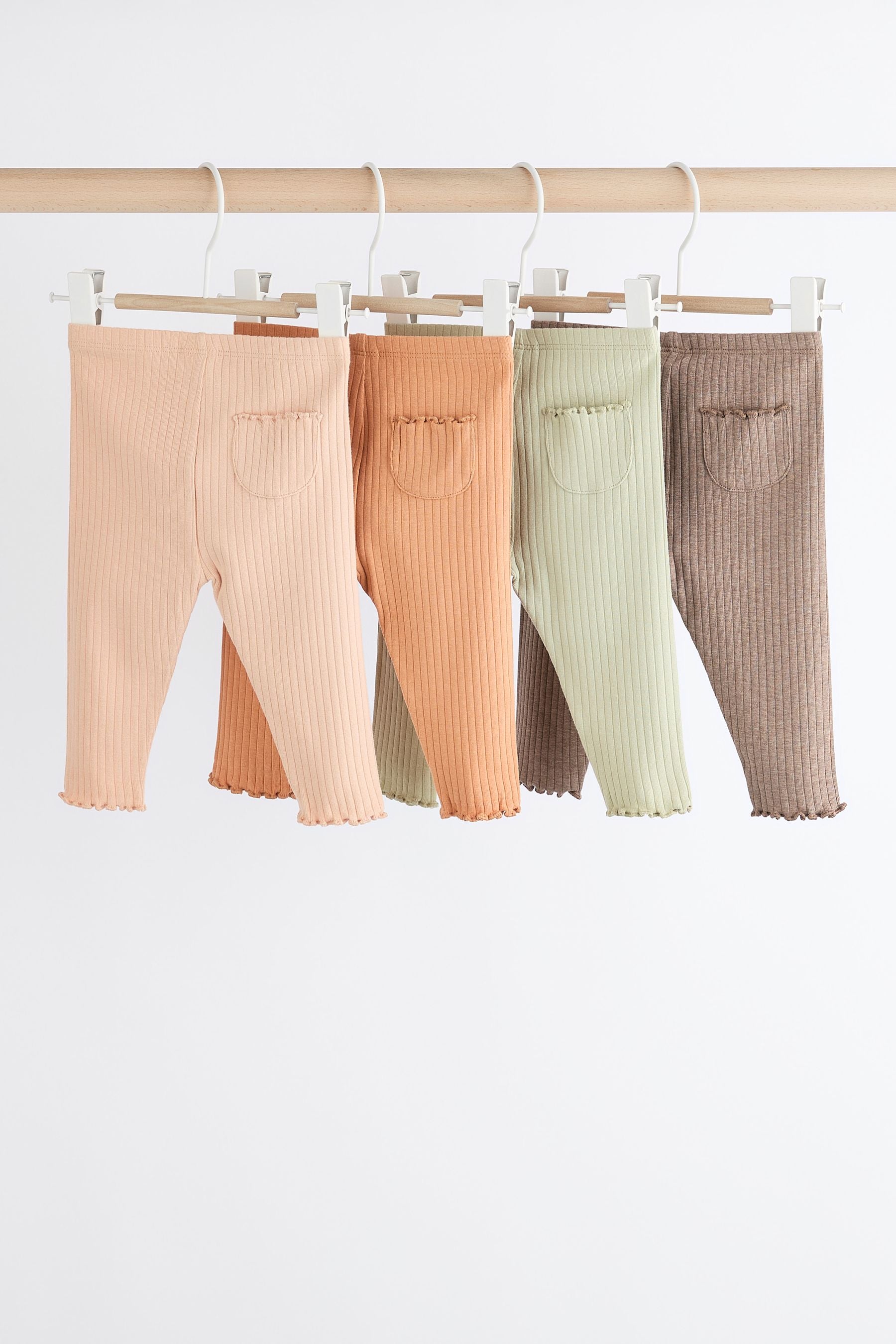 Sage Green Ribbed Baby Leggings 4 Pack