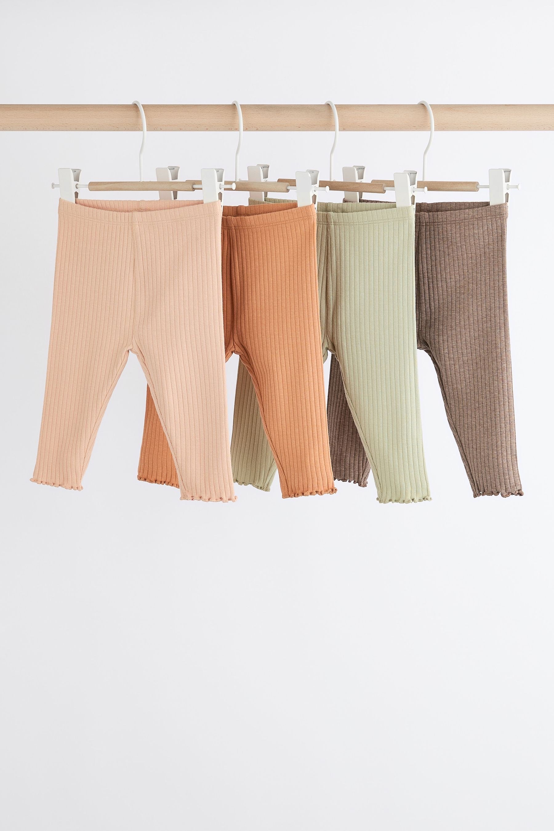 Sage Green Ribbed Baby Leggings 4 Pack