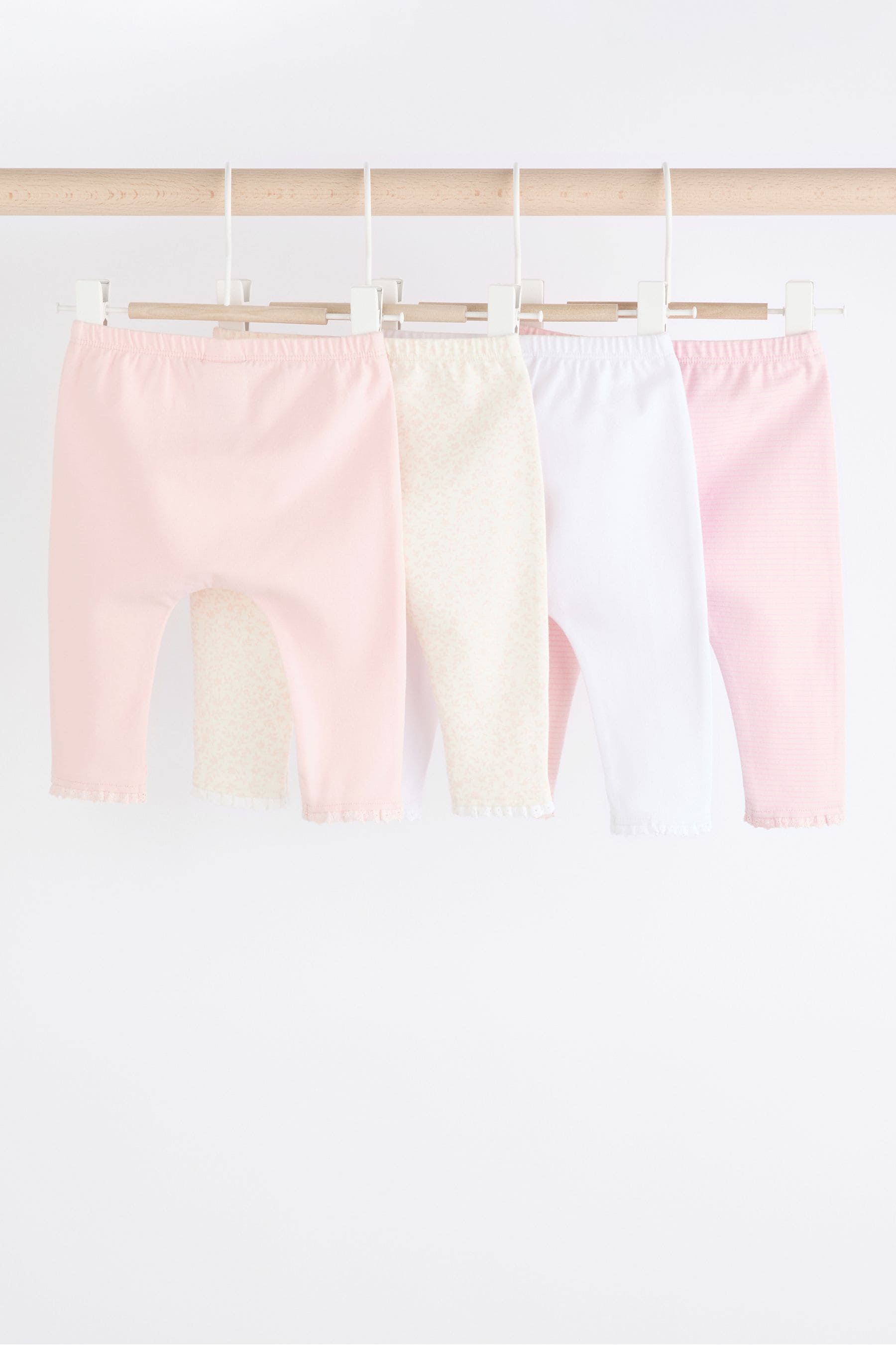 White/Pink Baby Leggings 4 Pack