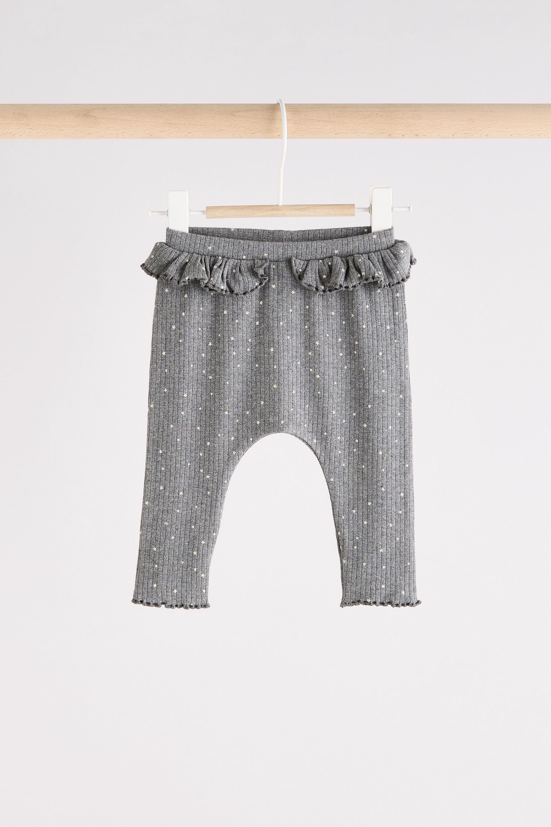 Grey Bow Print 3 Pack Baby Leggings