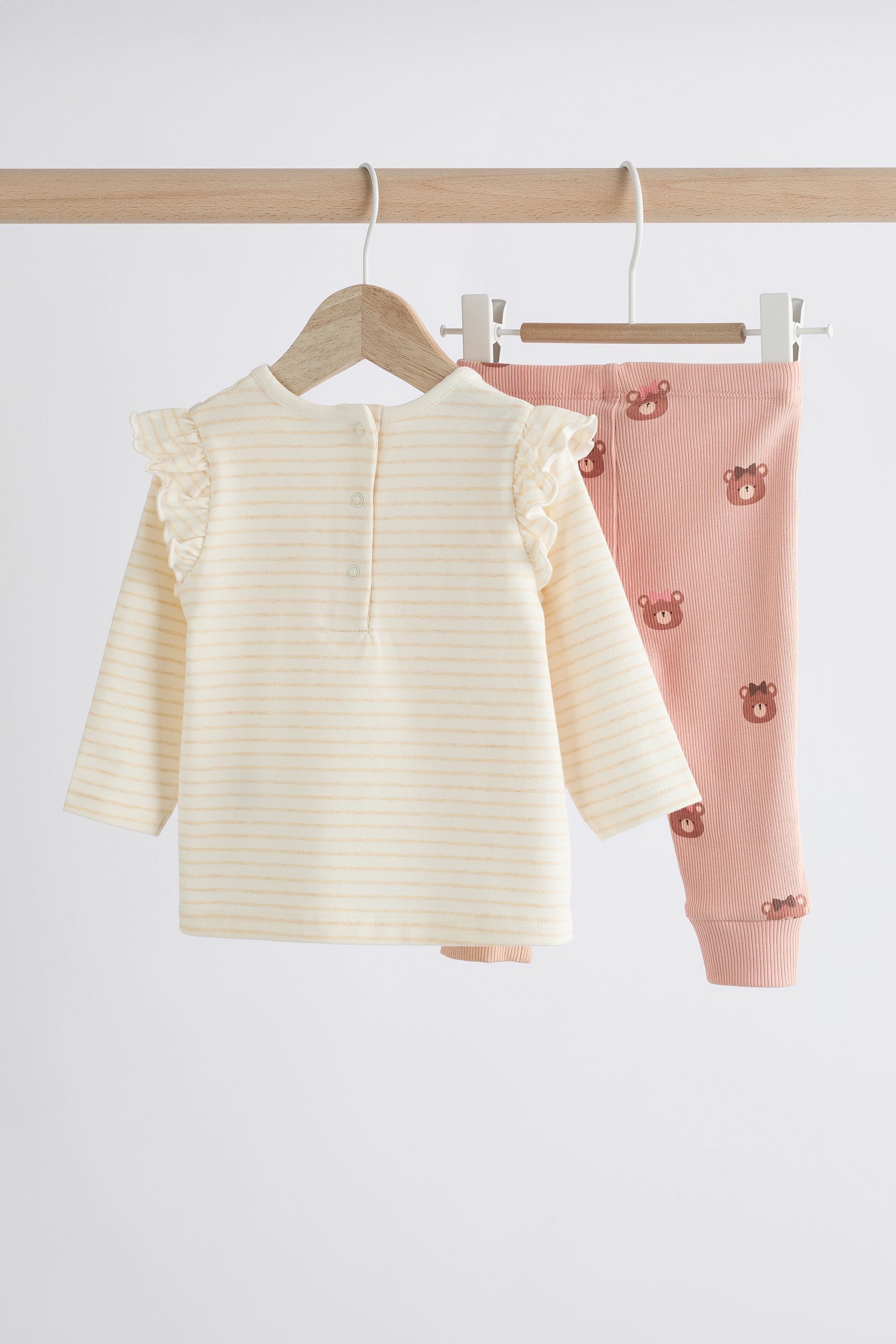 Beige Baby Long Sleeve Top And Leggings Set