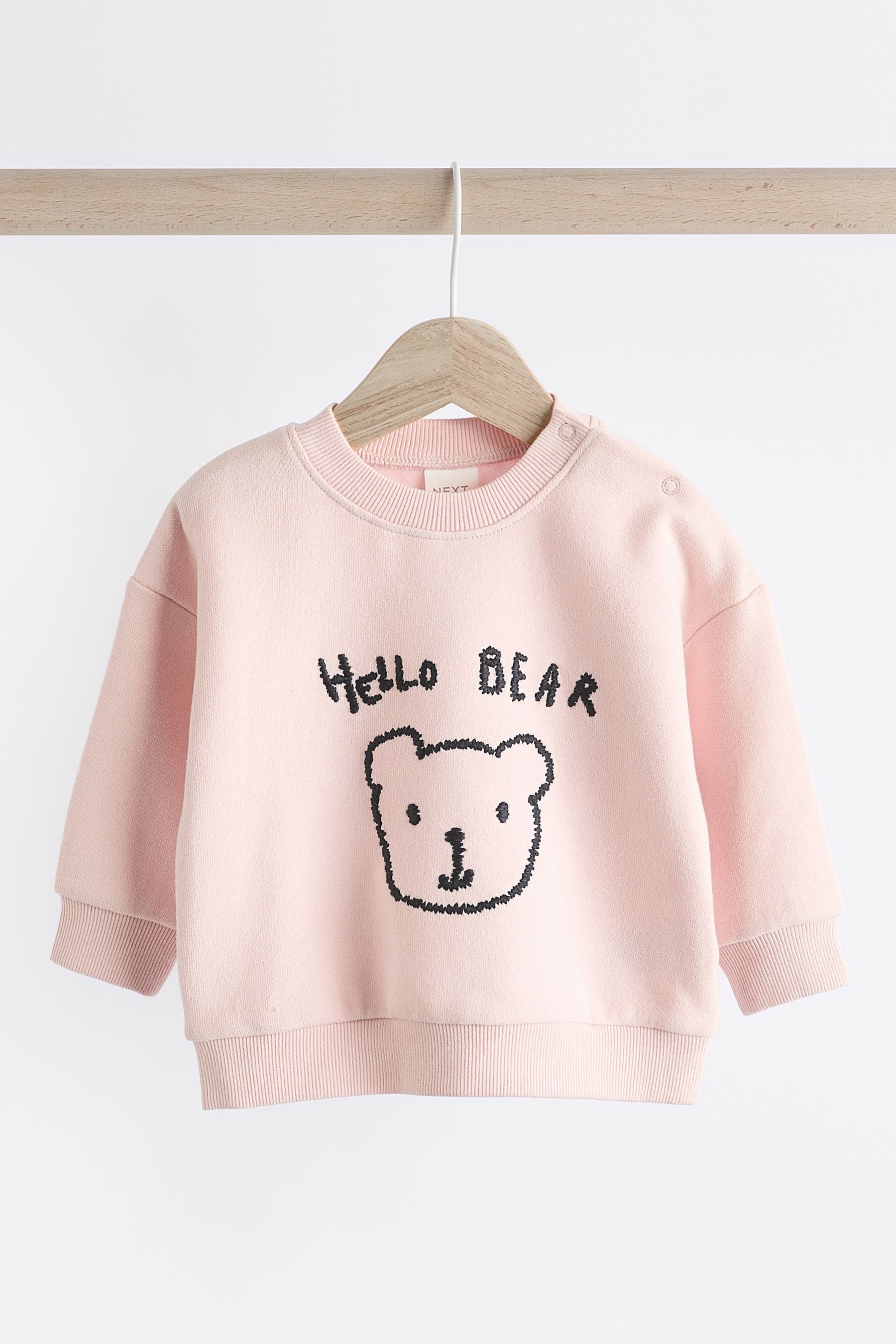 Pink Hello Bear Baby Sweatshirt and Joggers Set